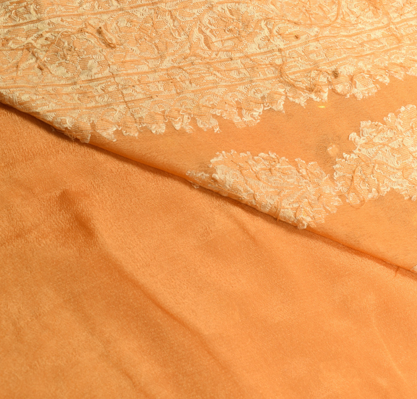 Sushila Vintage Mustard Saree Pure Chinon Silk Floral Woven Sari Blouse Fabric