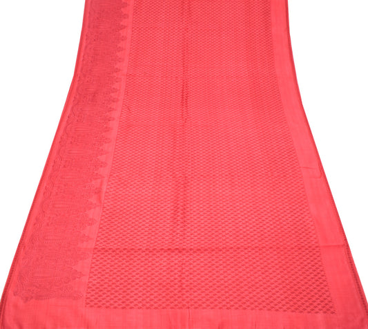 Sushila Vintage 100%Pure Silk Saree Hand Block Printed & Embroidered Sari Fabric