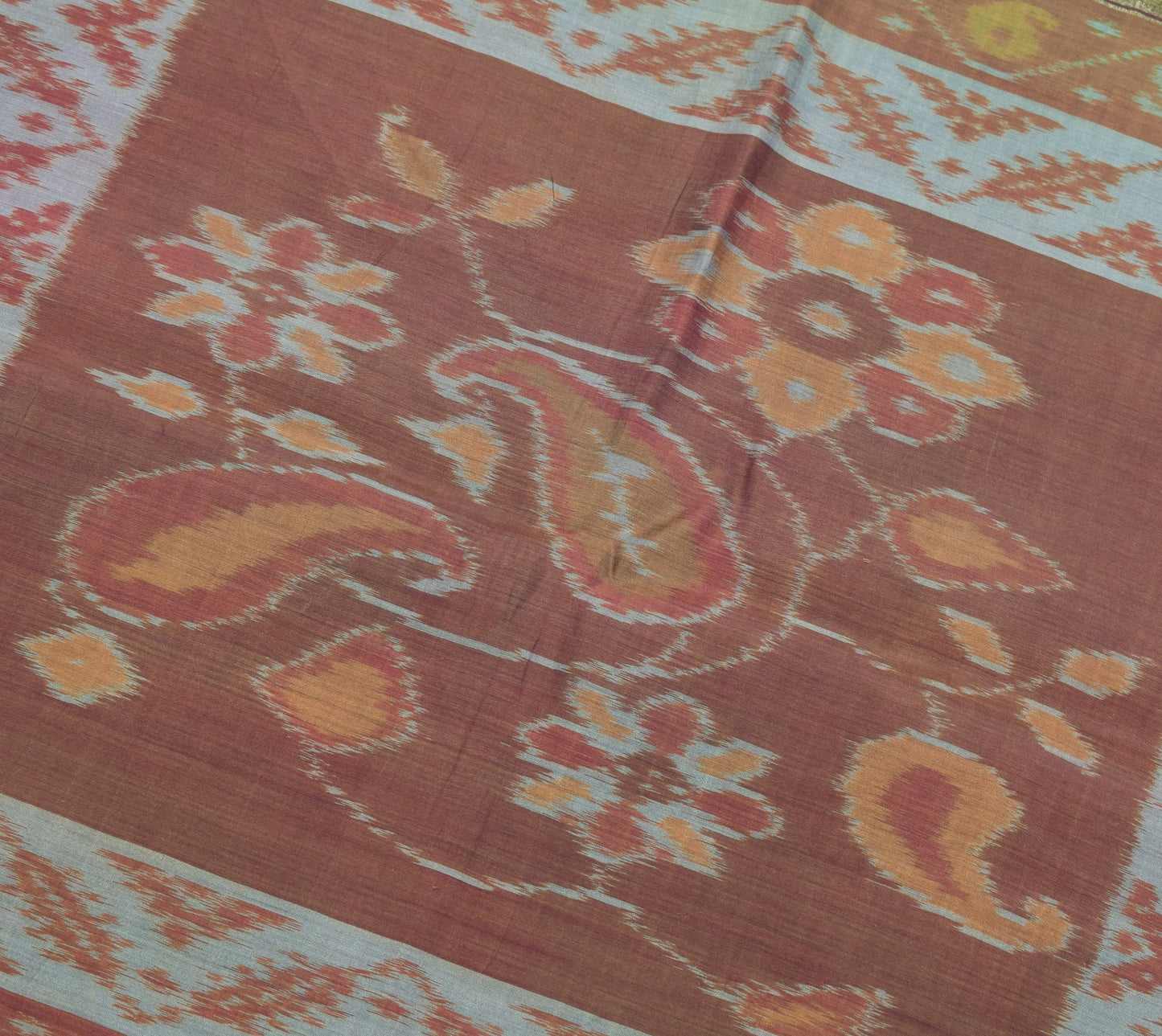 Sushila Vintage Pochampally Ikat Saree Pure Cotton Silk Zari Woven Black Sari