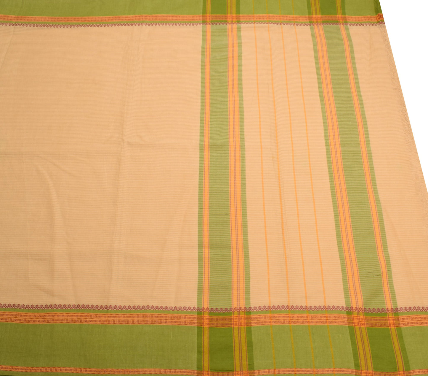 Sushila Vintage Beige Saree Rudraksh Border Pure Cotton Woven Soft  Sari Fabric