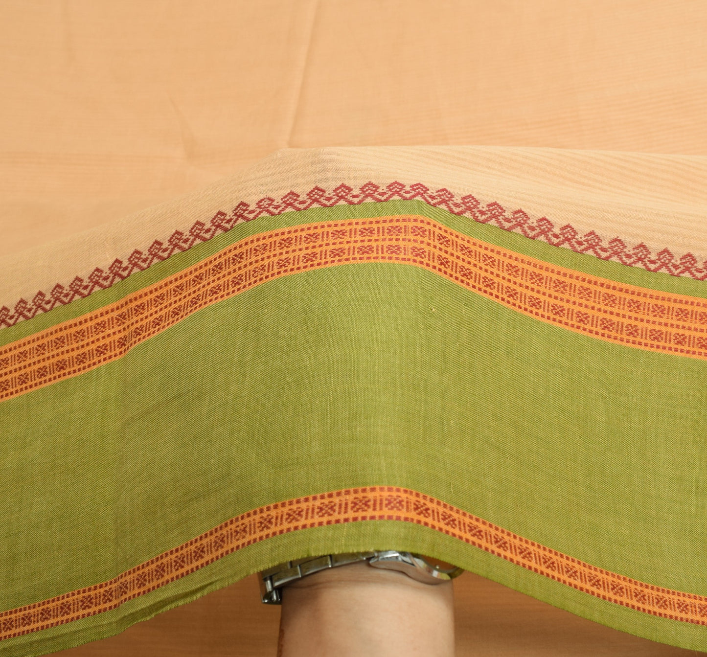 Sushila Vintage Beige Saree Rudraksh Border Pure Cotton Woven Soft  Sari Fabric