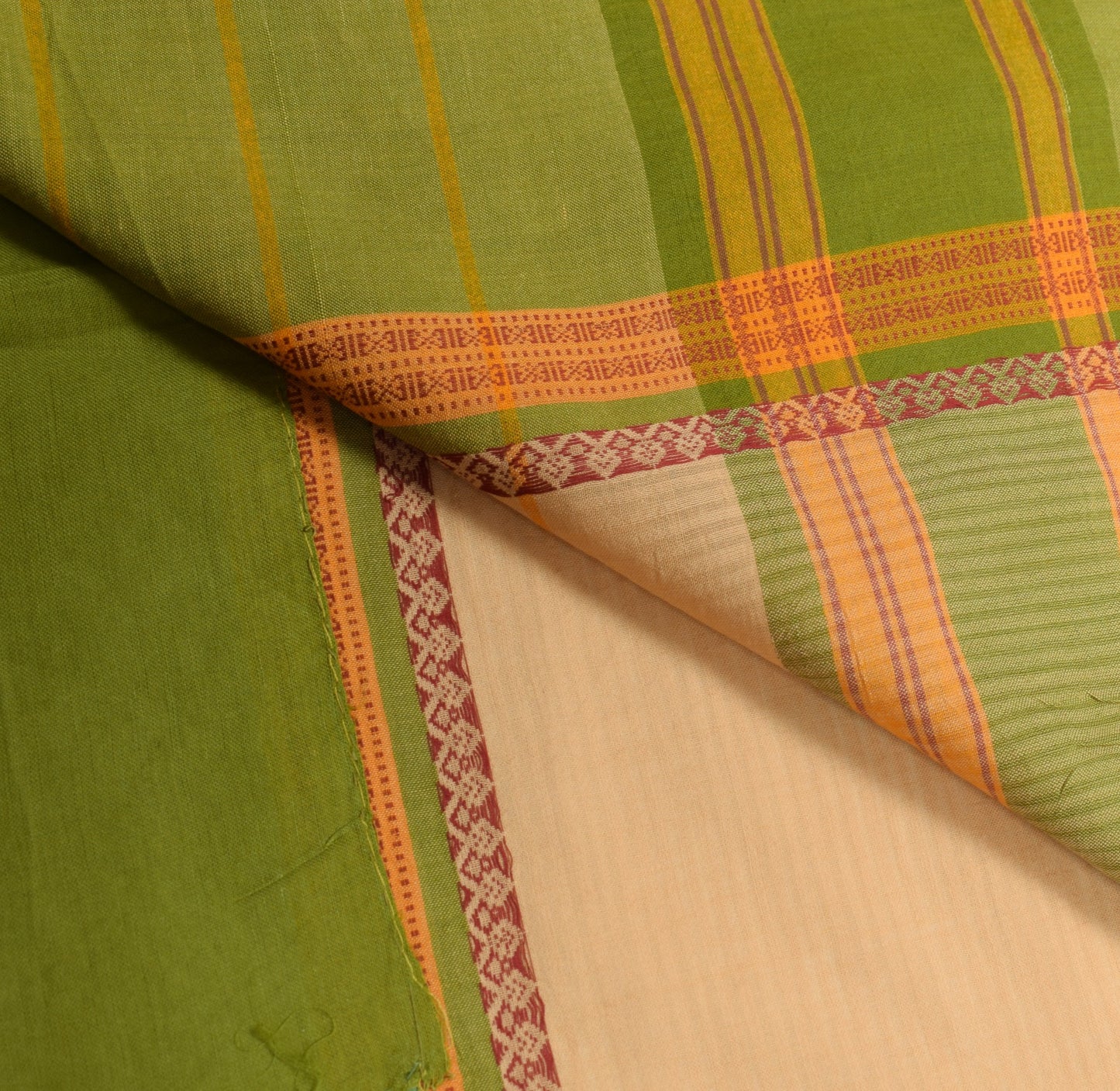 Sushila Vintage Beige Saree Rudraksh Border Pure Cotton Woven Soft  Sari Fabric