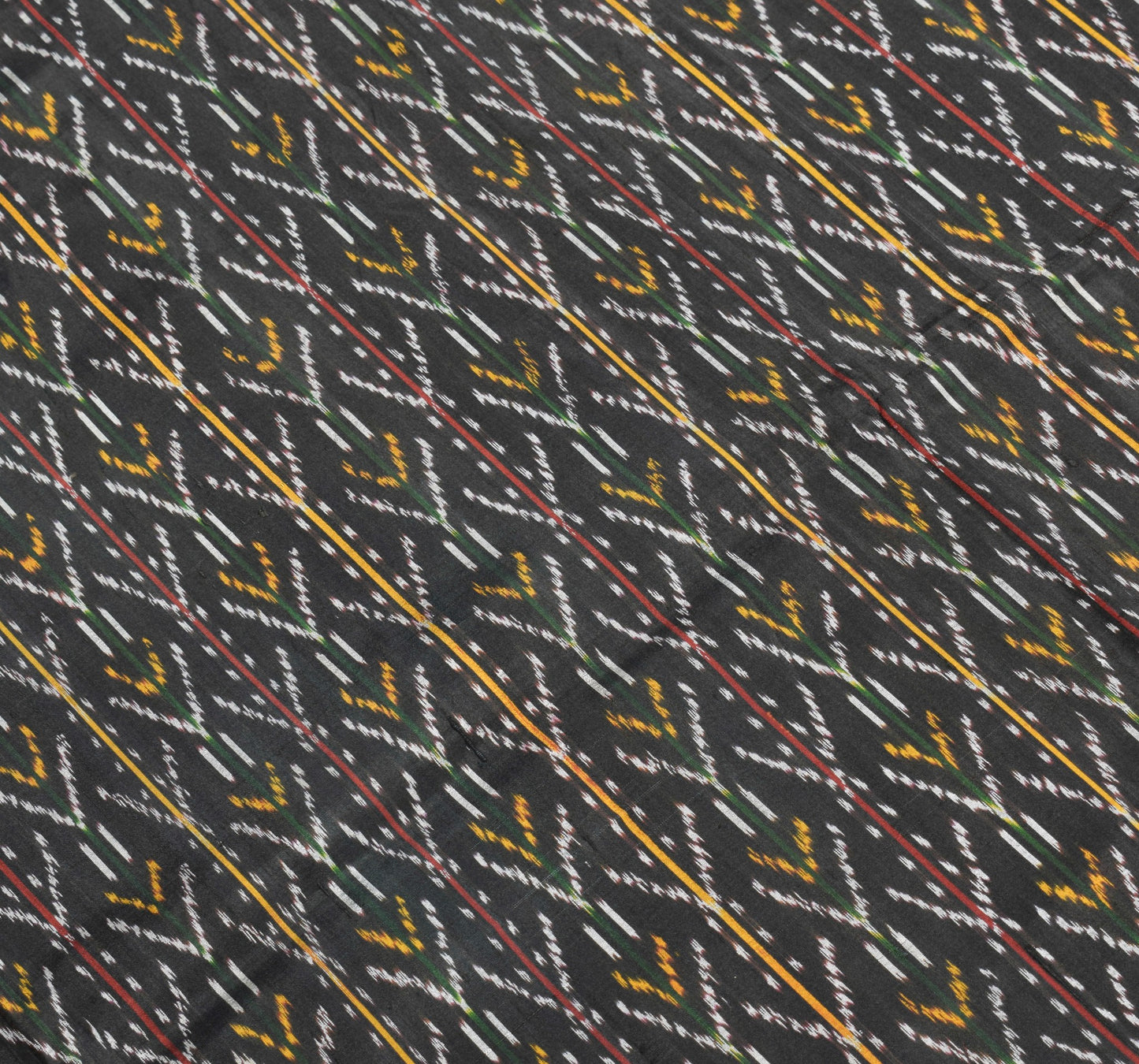 Sushila Vintage Black Saree Pure Silk Hand Woven Ikat Patola Rare Sari Fabric