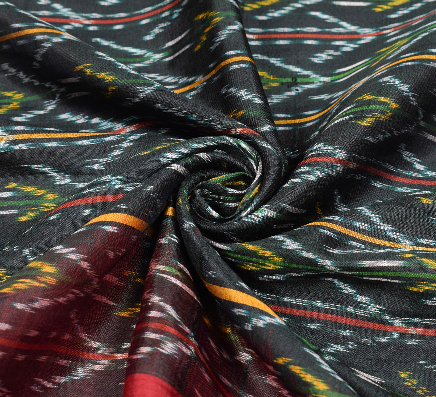 Sushila Vintage Black Saree Pure Silk Hand Woven Ikat Patola Rare Sari Fabric