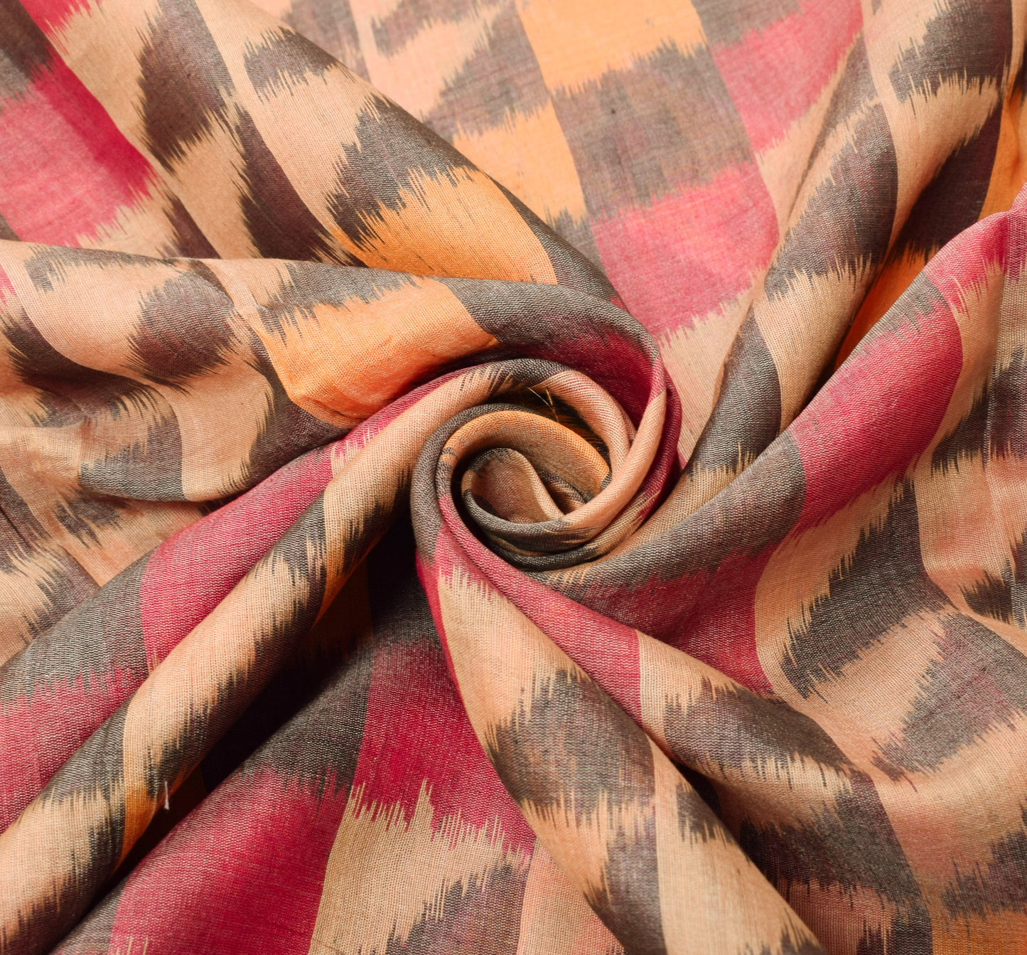 Sushila Vintage Peach Pure Cotton Silk Saree Zari Border Pochampally Ikat Sari