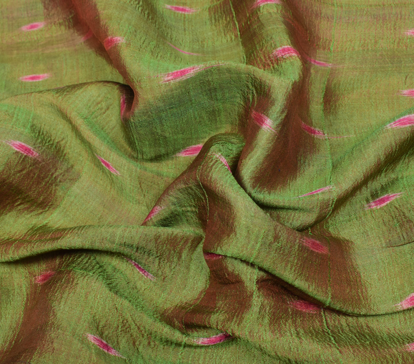 Sushila Vintage Sambalpuri Pure Silk Saree Ikat with Rudraksh border Green Sari