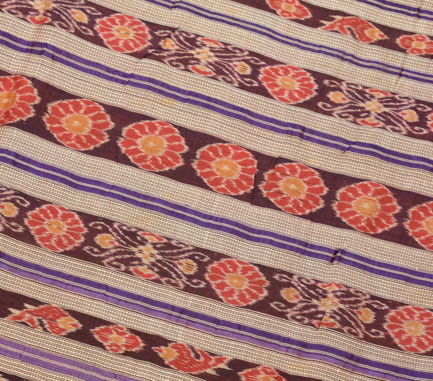 Sushila Vintage Sambalpuri Pure Silk Saree Ikat with Rudraksh border Green Sari