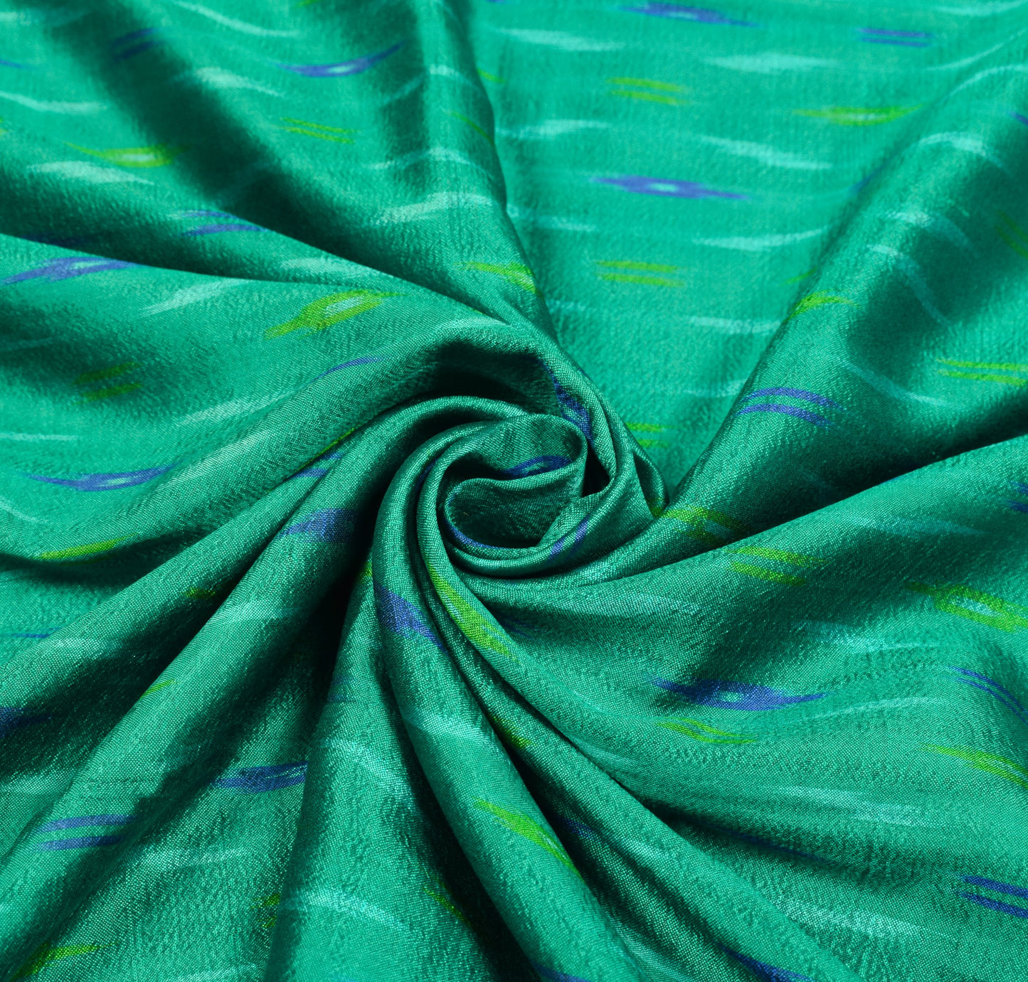 Sushila Vintage Teal Green Saree Hand Woven Ikat Patola Pure Silk Sari Fabric
