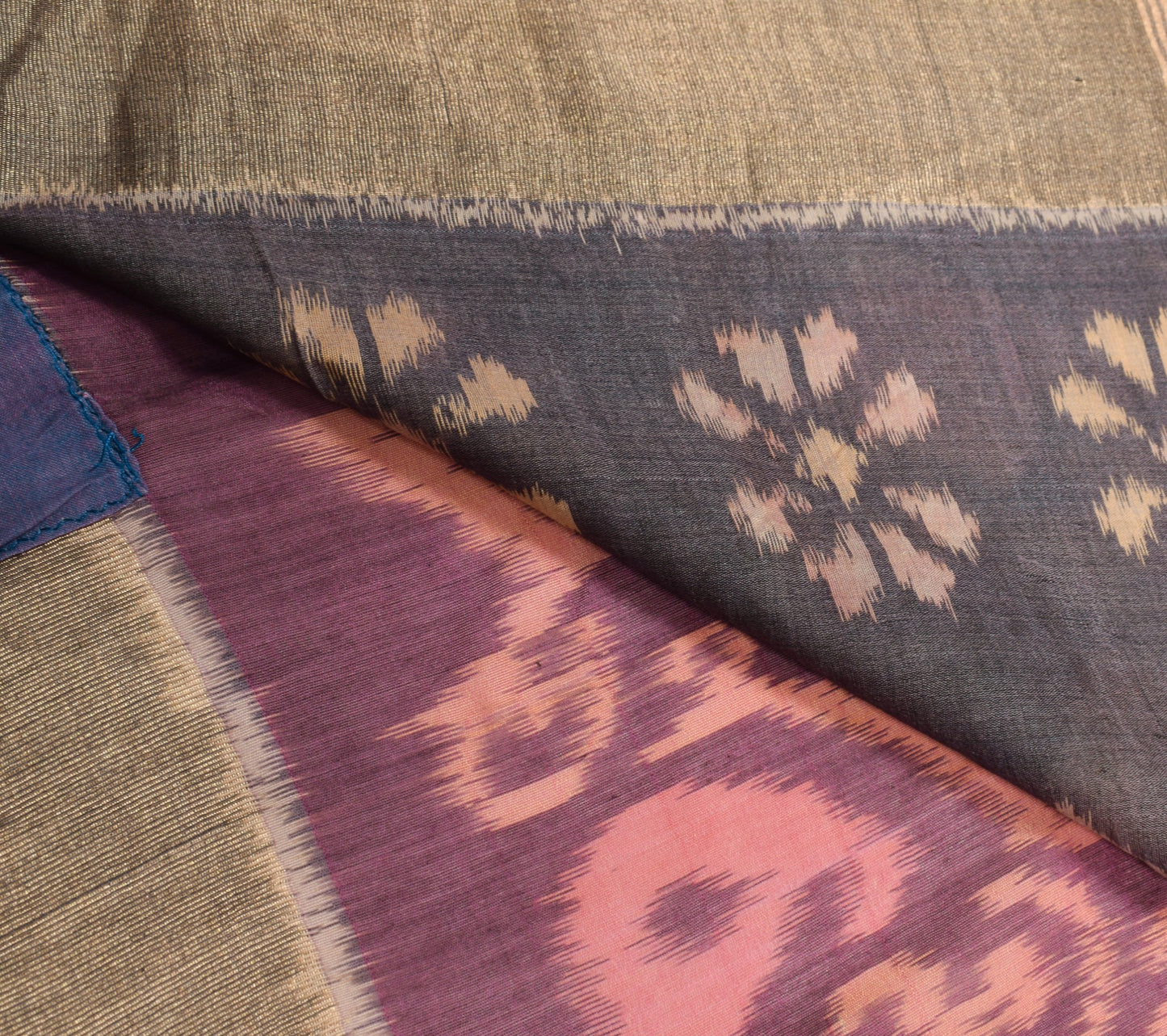 Sushila Vintage Wine Saree Pure Cotton Silk Hand Woven Pochamapally Ikat Sari
