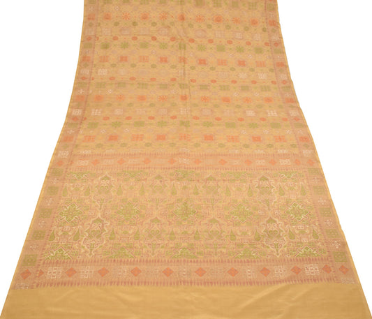 Sushila Vintage Banarasi Brocade Saree Pure Silk Brown Handloom Premium Sari