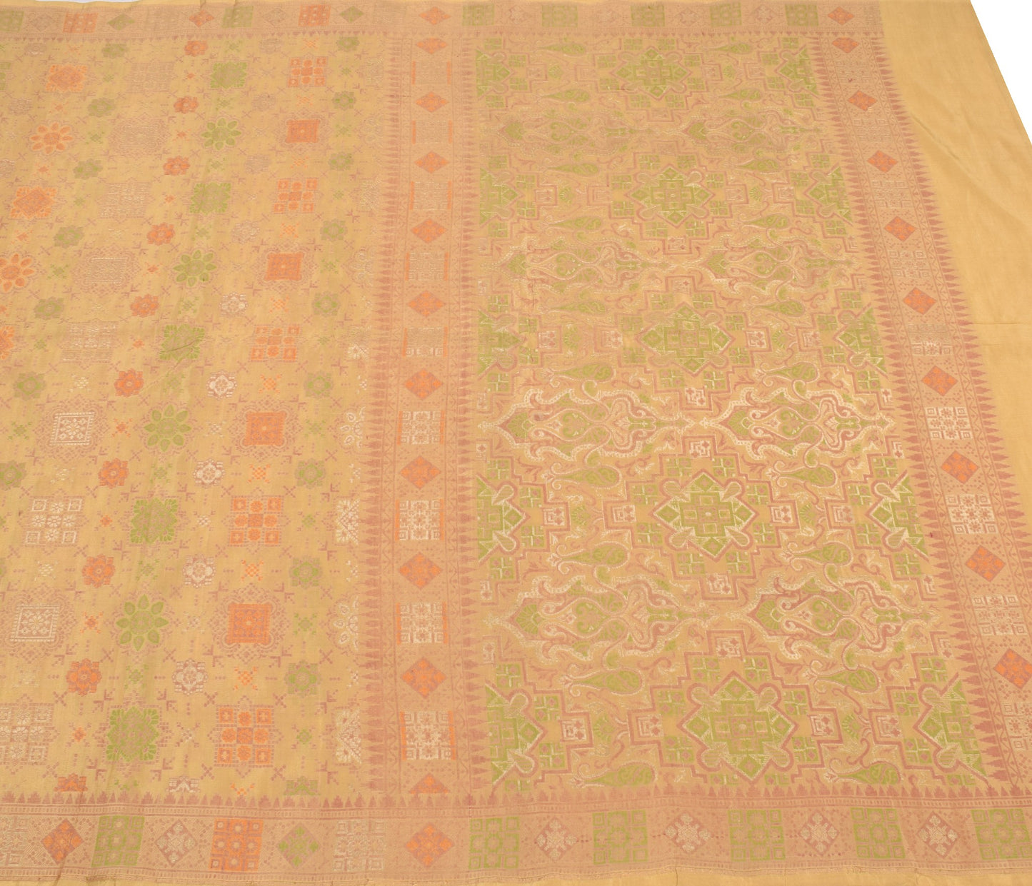 Sushila Vintage Banarasi Brocade Saree Pure Silk Brown Handloom Premium Sari