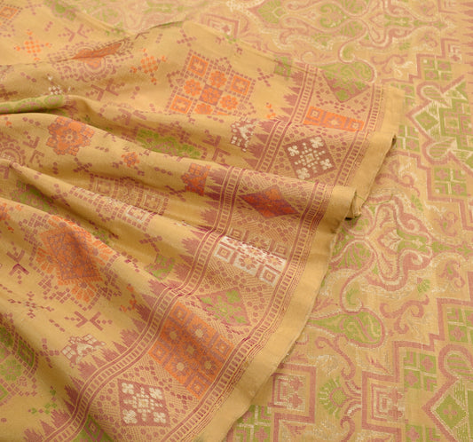 Sushila Vintage Banarasi Brocade Saree Pure Silk Brown Handloom Premium Sari
