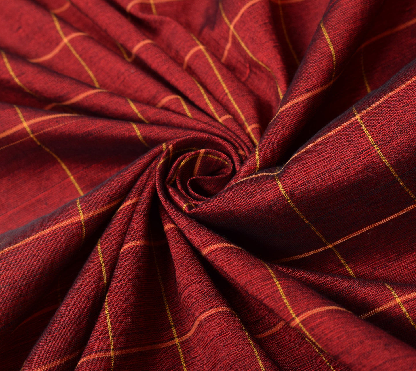 Sushila Vintage Maroon Saree Pure Cotton Silk Hand Woven Ikat with Checks Sari