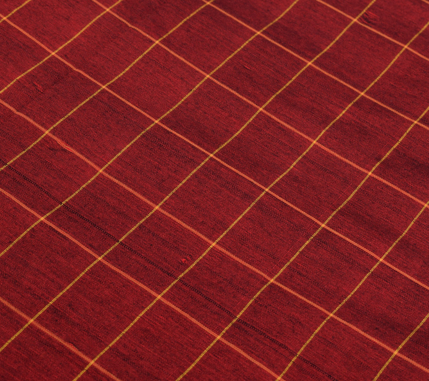 Sushila Vintage Maroon Saree Pure Cotton Silk Hand Woven Ikat with Checks Sari