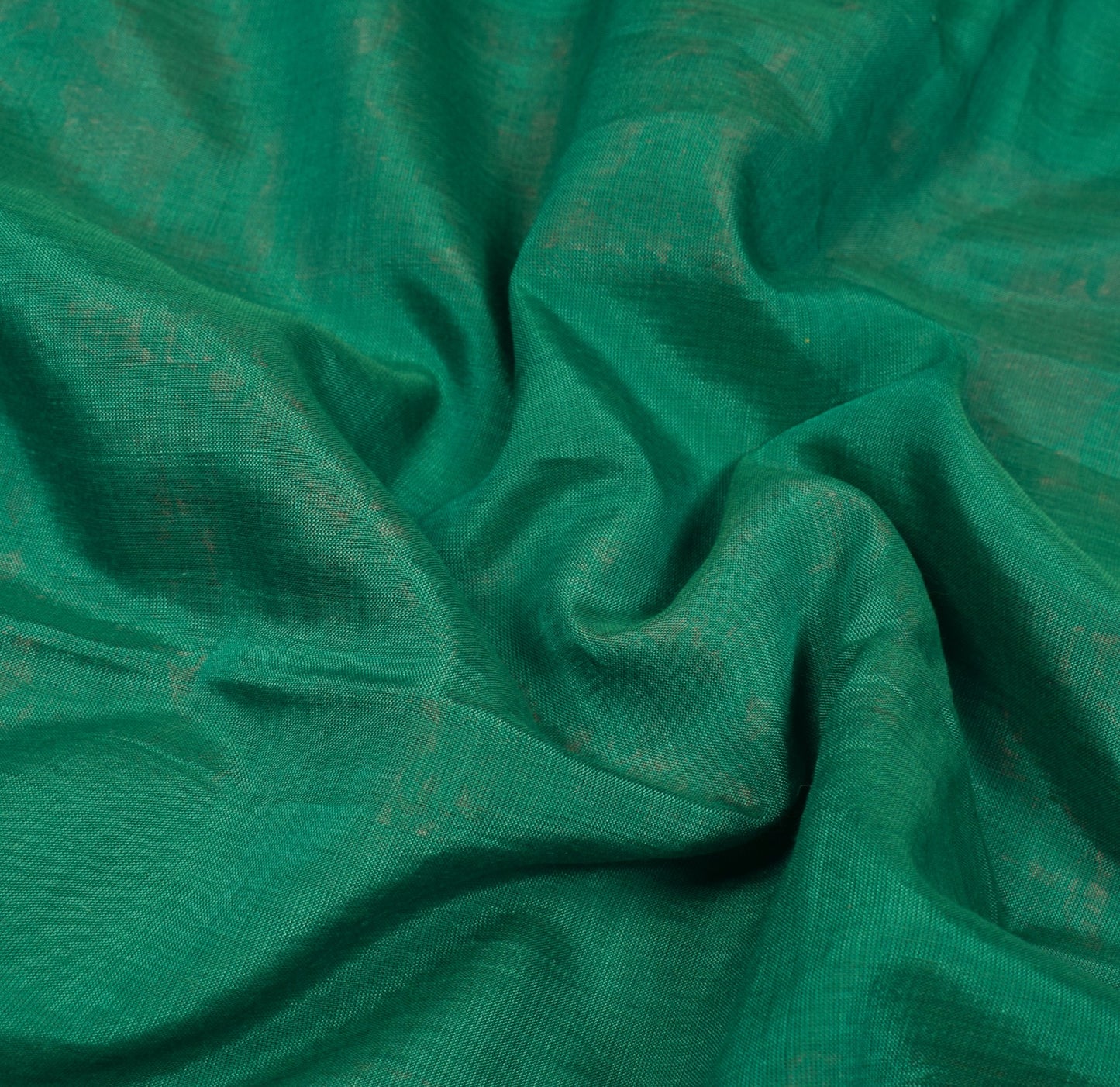 Sushila Vintage Teal Green Saree Pure Cotton Vishnupuri Baluchari Sari Fabric