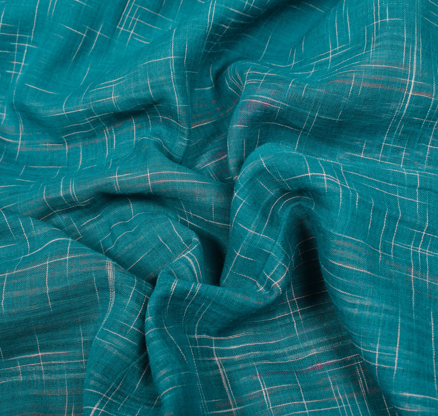 Sushila Vintage Teal Blue Saree Hand Woven Sambalpuri Ikat Pure Cotton 5Yd Sari