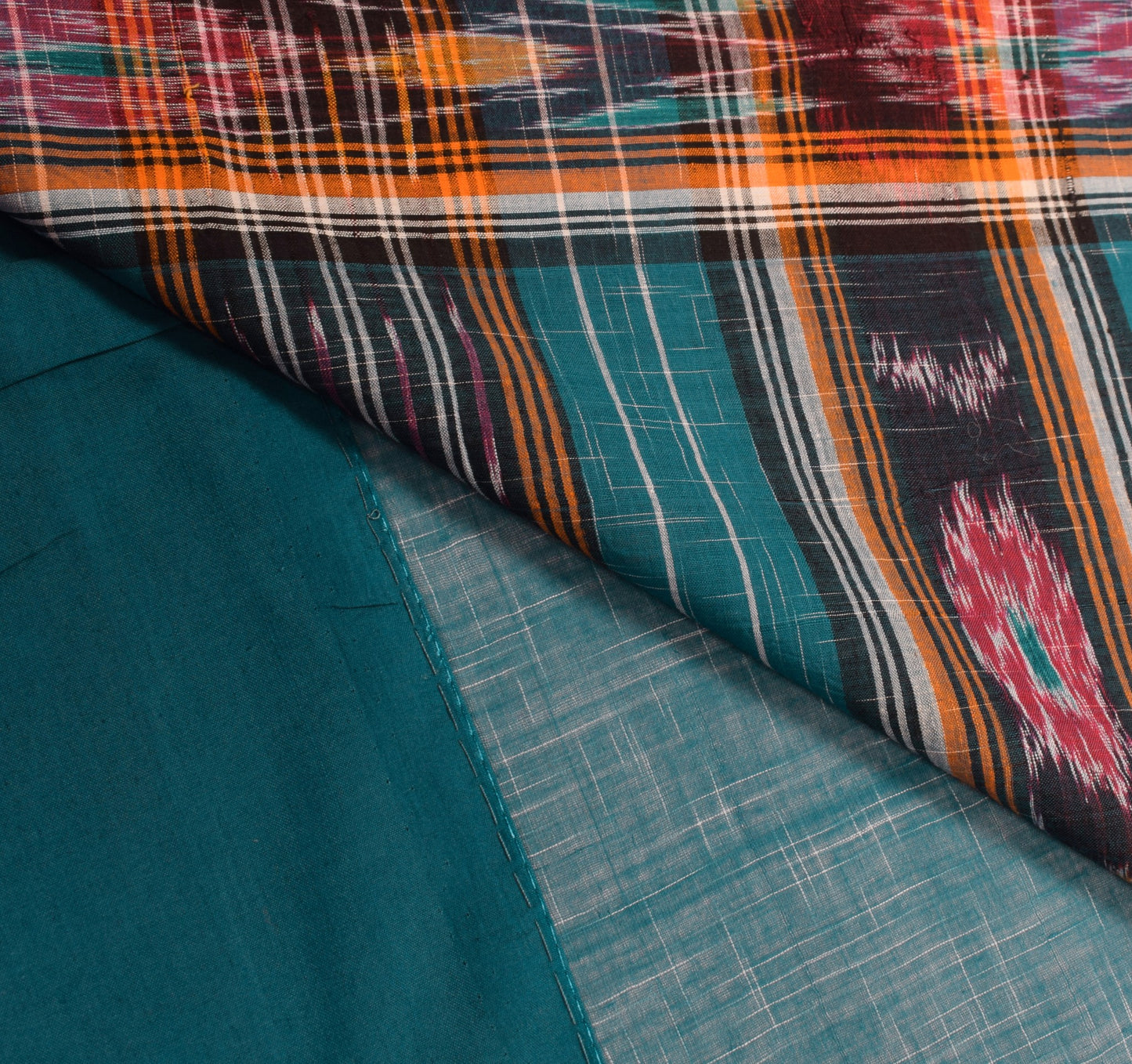 Sushila Vintage Teal Blue Saree Hand Woven Sambalpuri Ikat Pure Cotton 5Yd Sari