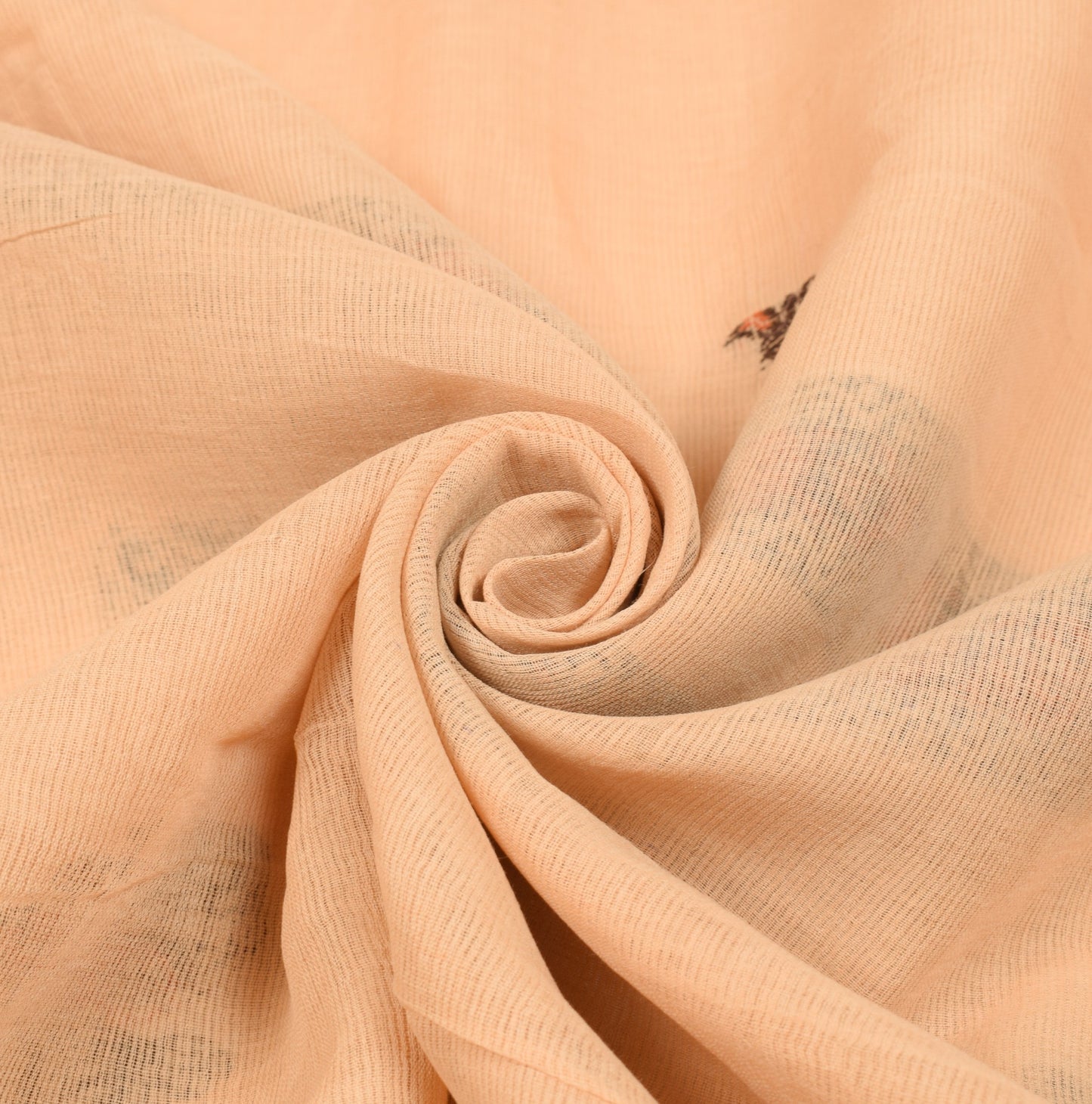 Sushila Vintage Paisley Woven Saree  Pure Cotton Peach Soft Indian Sari Fabric