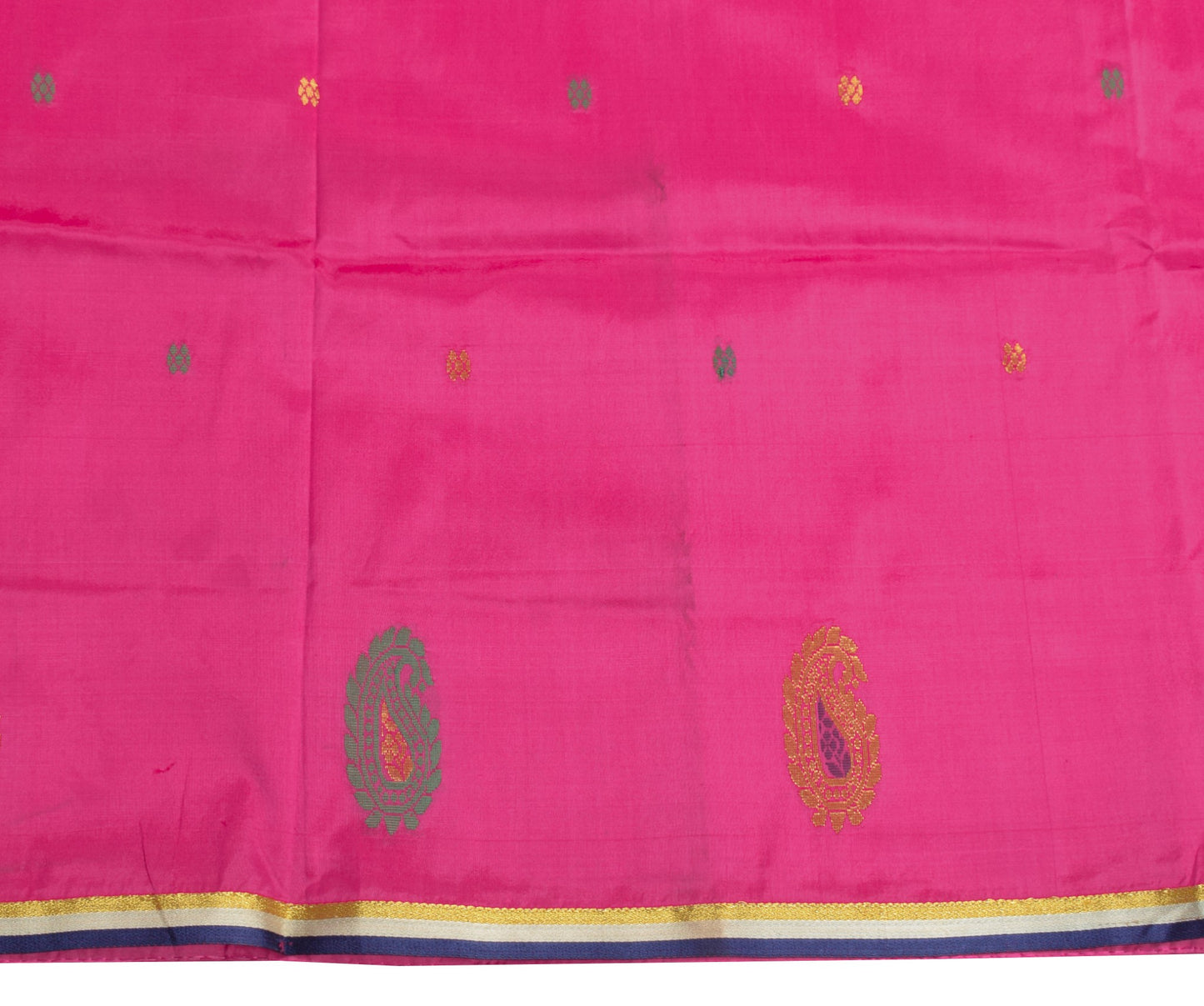 Sushila Vintage Magenta Saree Paisley Pure Cotton Silk Zari Woven Sari Fabric