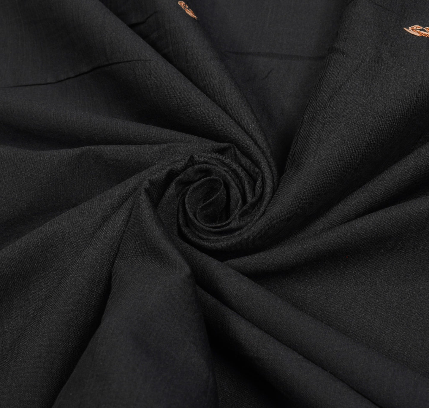 Sushila Vintage Black Hand Woven Saree Pure Cotton Silk Paisley Soft Sari Fabric