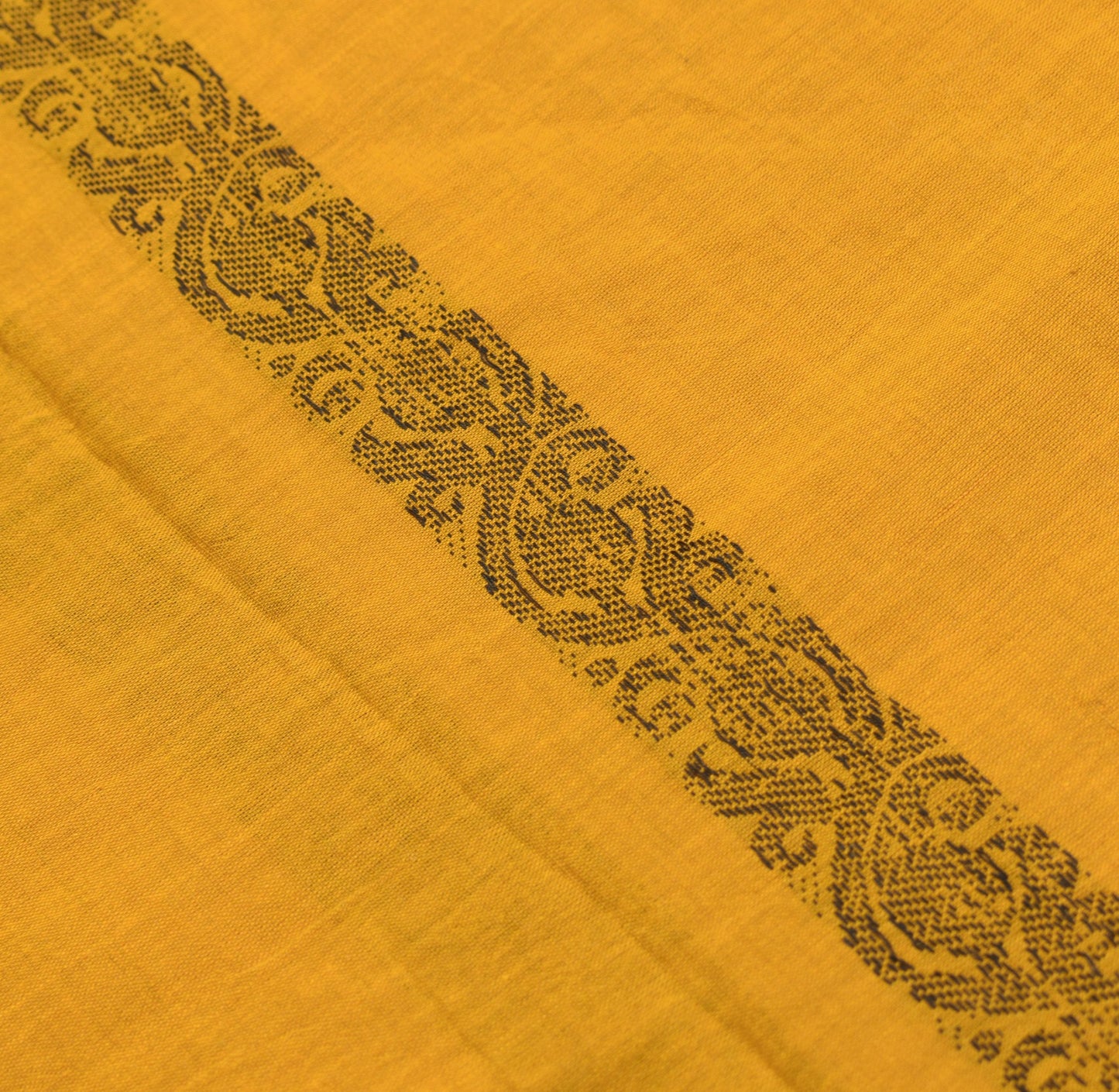 Sushila Vintage Floral Woven Saree Stripe Border Mustard Pure Cotton Sari Fabric