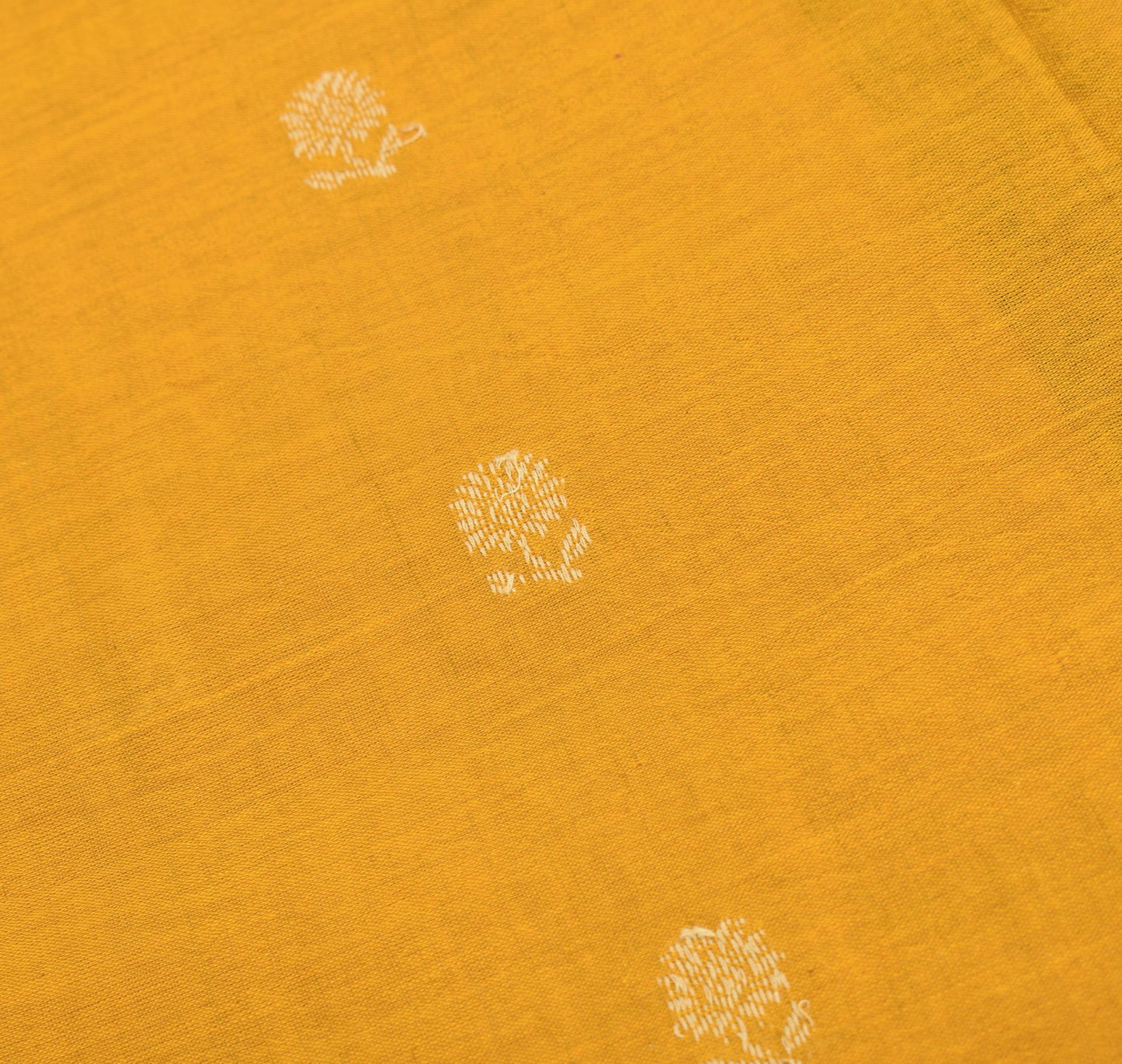 Sushila Vintage Floral Woven Saree Stripe Border Mustard Pure Cotton Sari Fabric