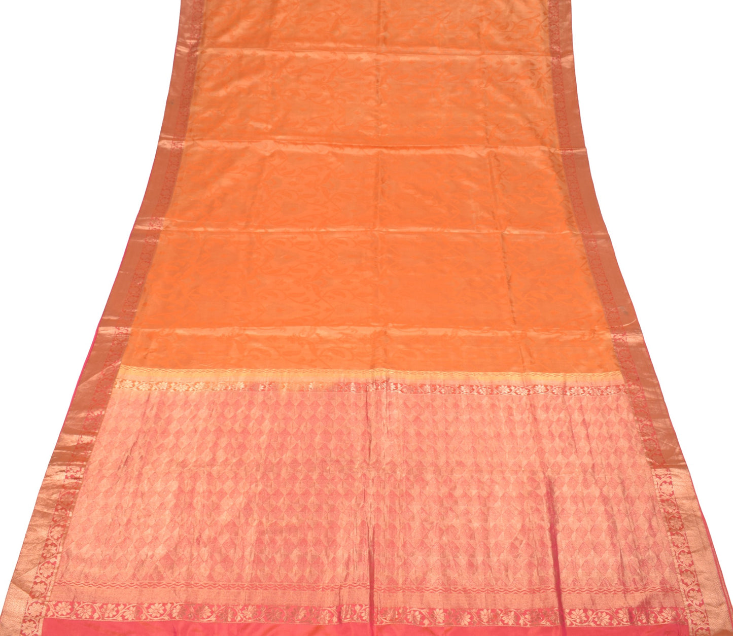Sushila Vintage Self & Zari Brocade Saree Pure Silk Mustard Premium Sari Fabric
