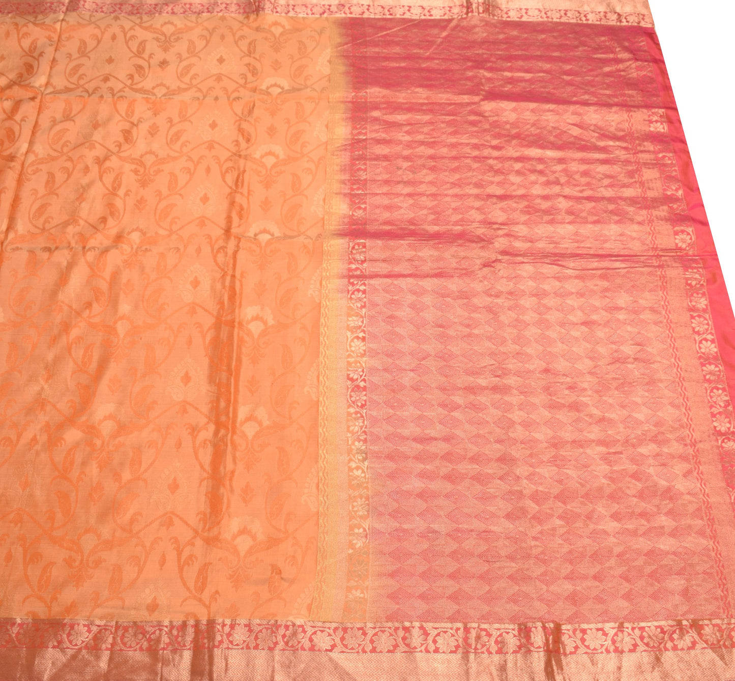 Sushila Vintage Self & Zari Brocade Saree Pure Silk Mustard Premium Sari Fabric