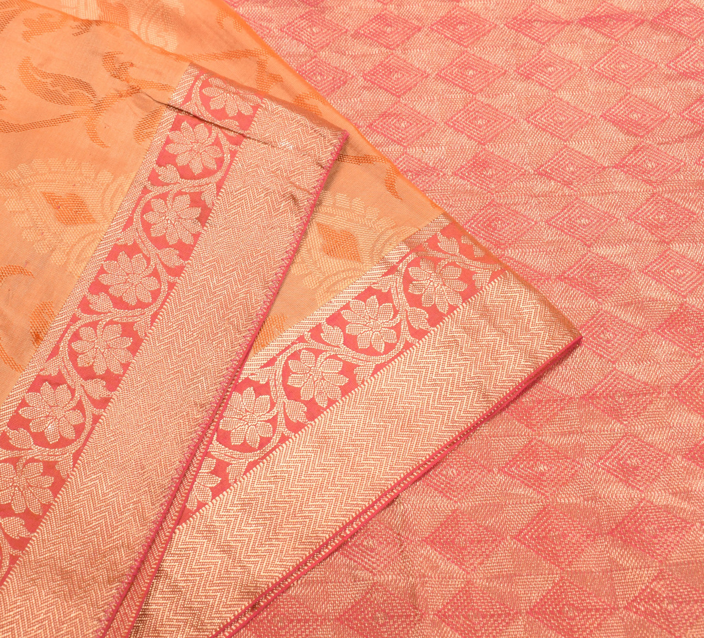 Sushila Vintage Self & Zari Brocade Saree Pure Silk Mustard Premium Sari Fabric
