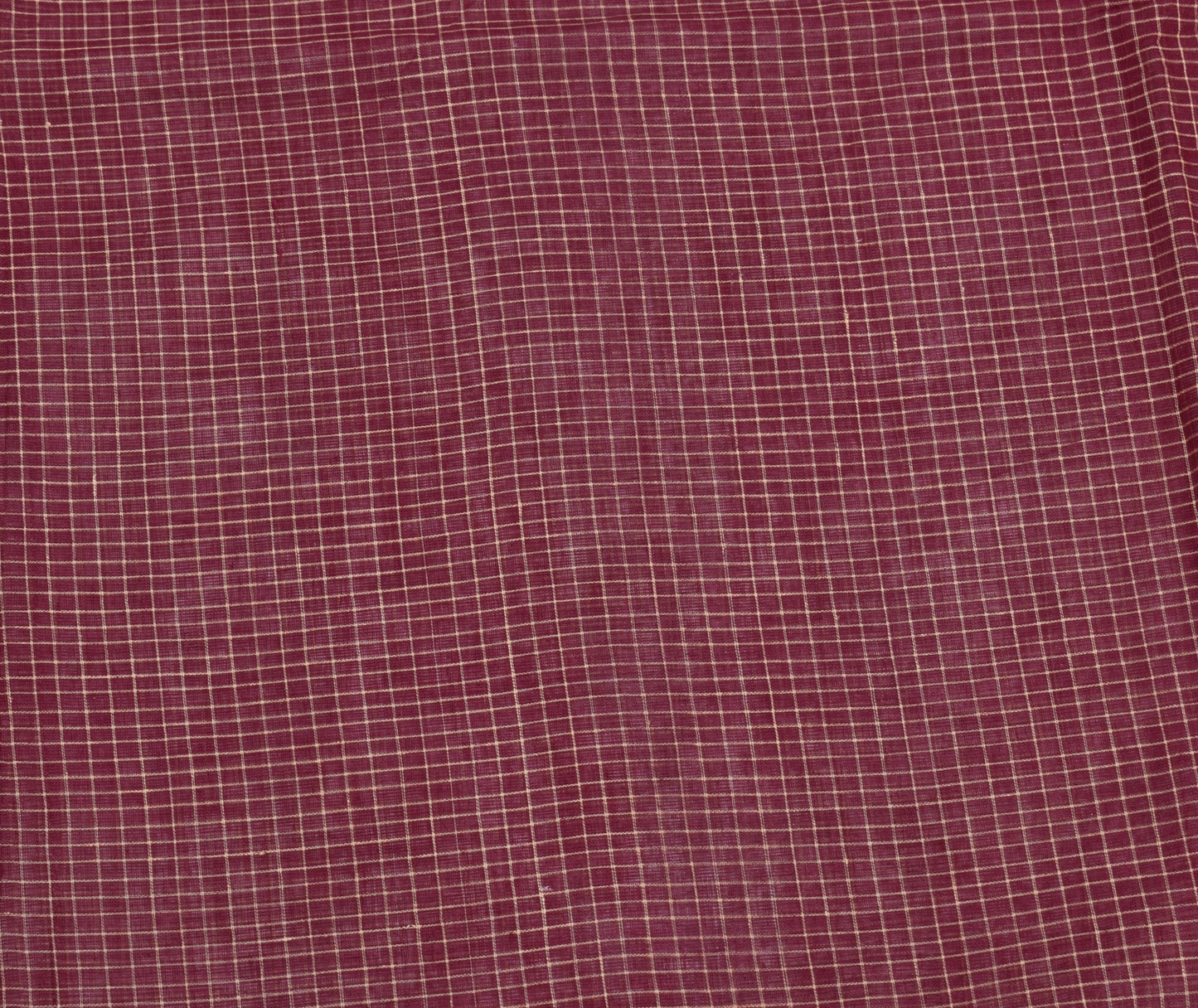 Sushila Vintage Maroon Checks Saree Pure Cotton Broad Border Woven Sari Fabric