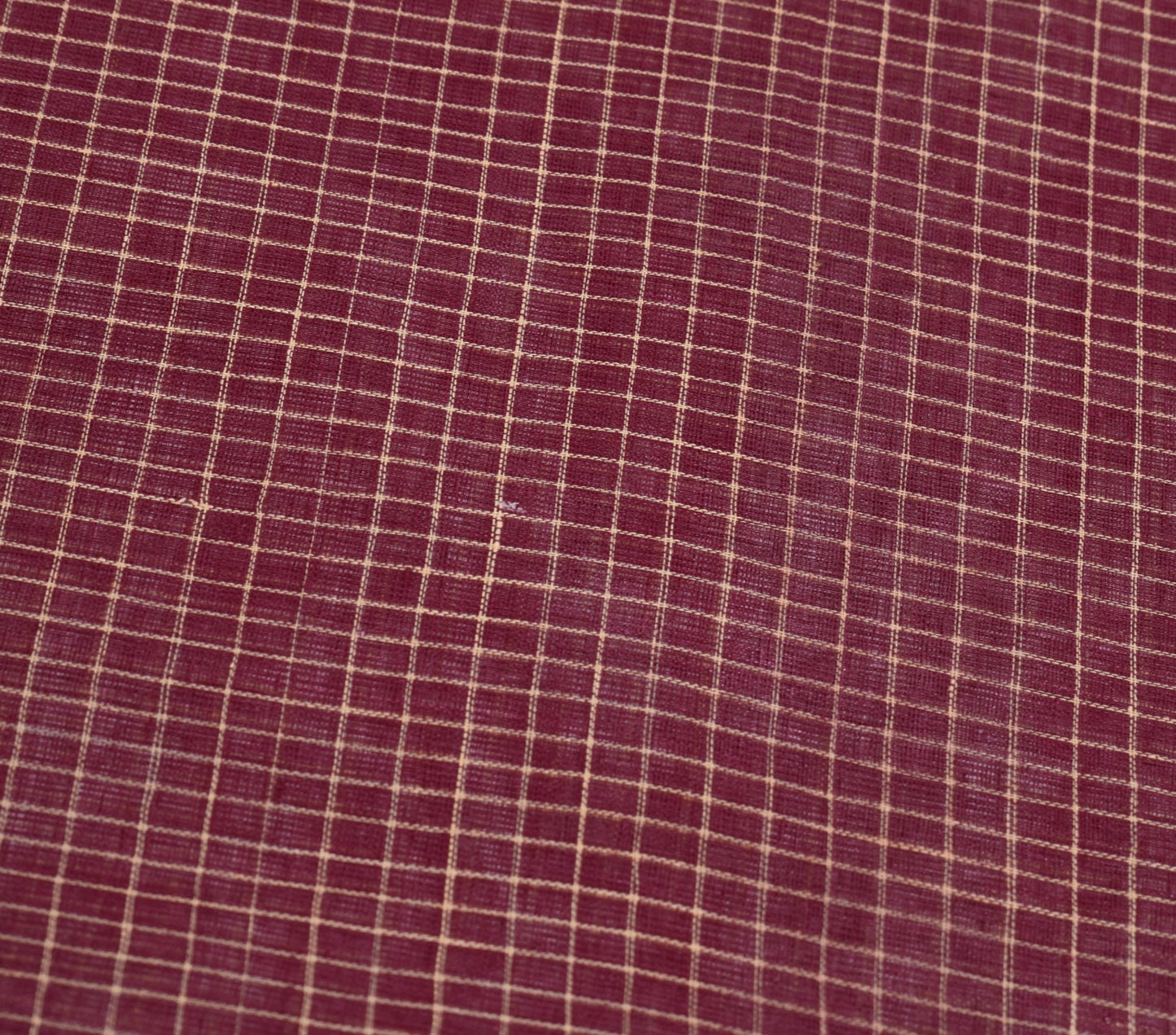 Sushila Vintage Maroon Checks Saree Pure Cotton Broad Border Woven Sari Fabric