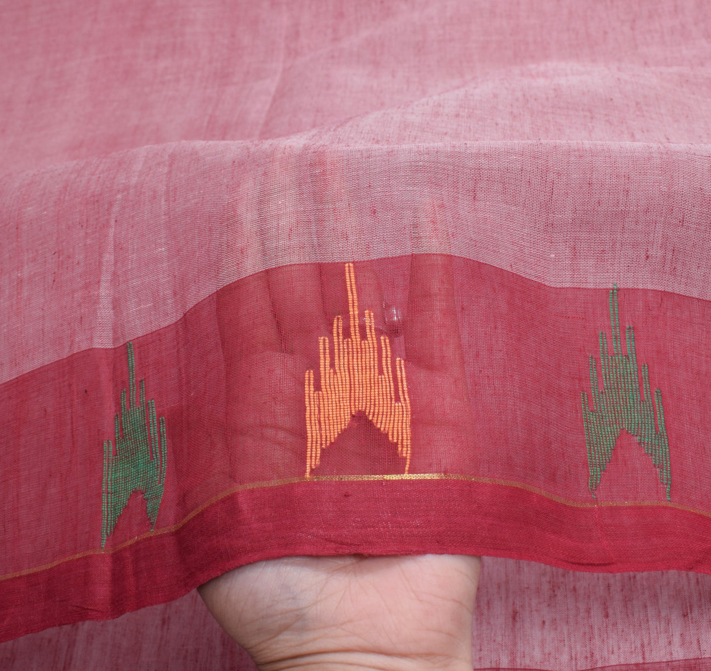 Sushila Vintage Bengal Tant Saree 100% Pure Cotton Hand Woven Maroon Sari Fabric