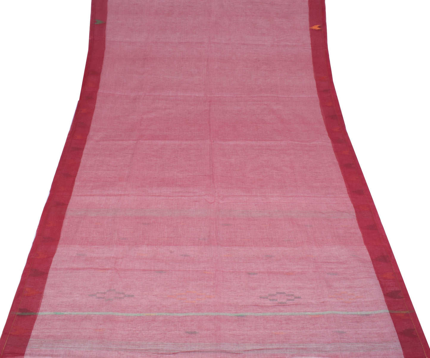 Sushila Vintage Bengal Tant Saree 100% Pure Cotton Hand Woven Maroon Sari Fabric