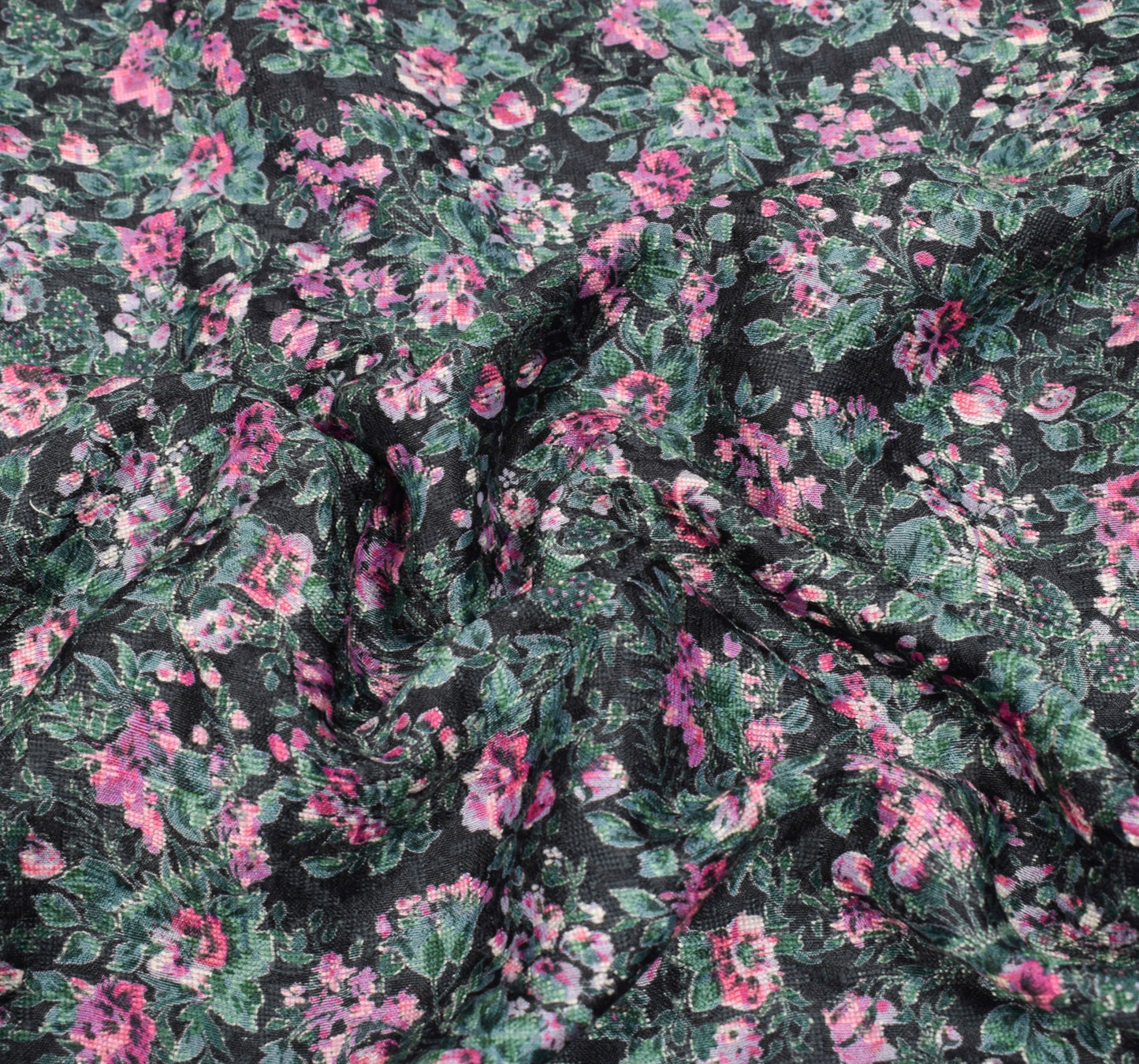 Sushila Vintage Black Floral Saree Pure Silk Printed & Woven Soft Sari Fabric