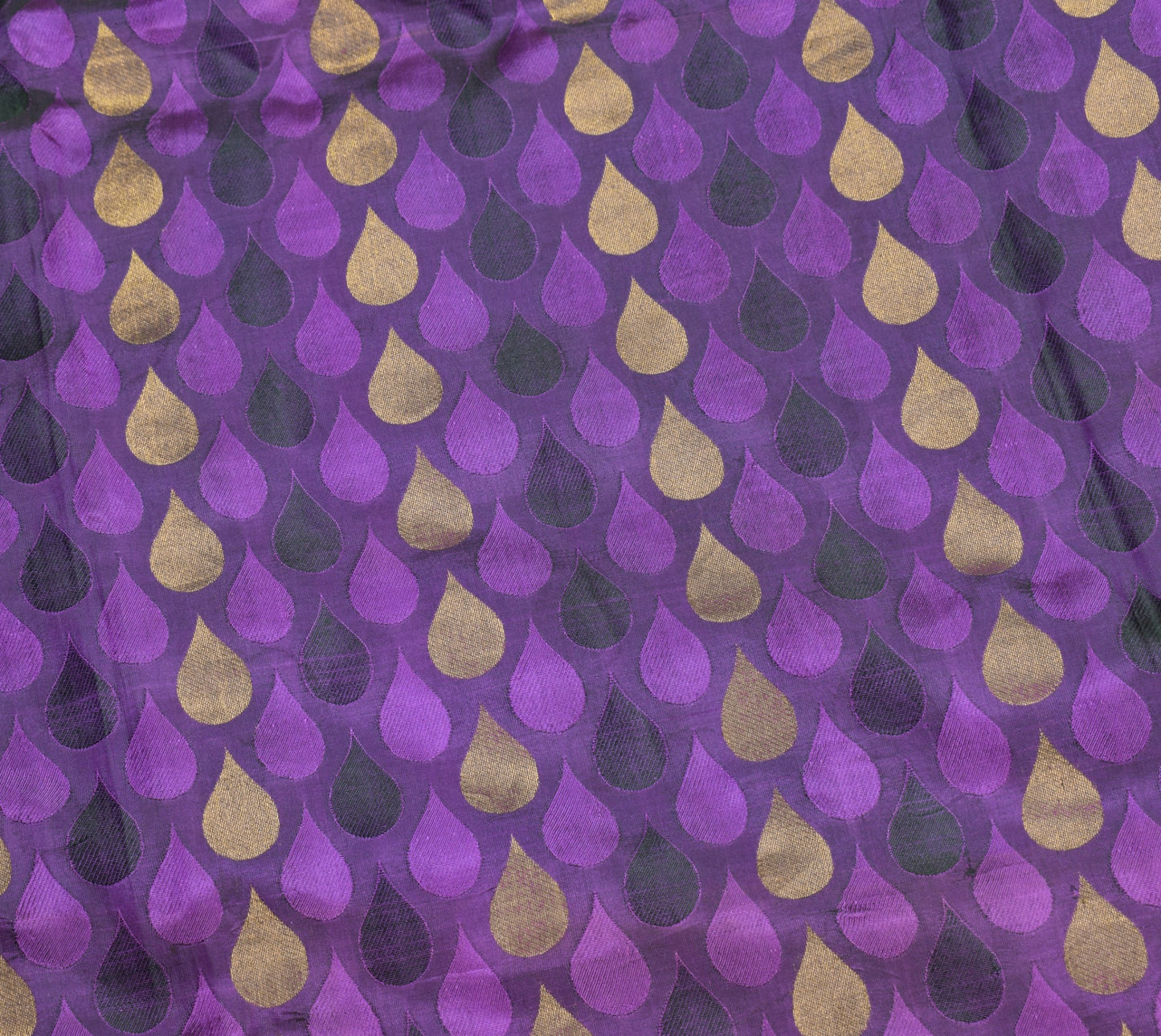 Sushila Vintage Self & Zari Brocade Saree Pure Silk Purple Premium Sari Fabric