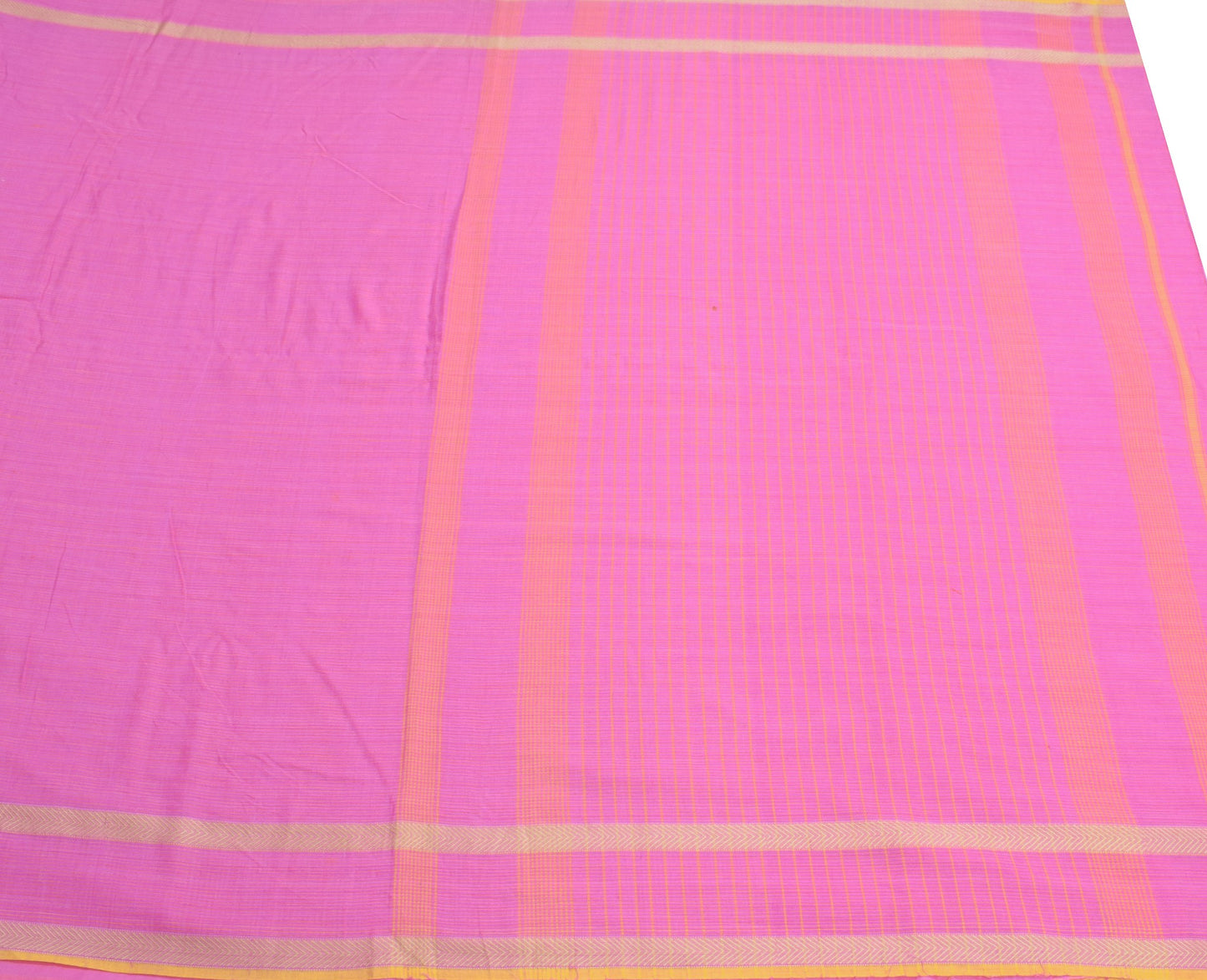Sushila Vintage Pink Saree Pure Cotton Stripes Woven Checks Pallu Sari Fabric