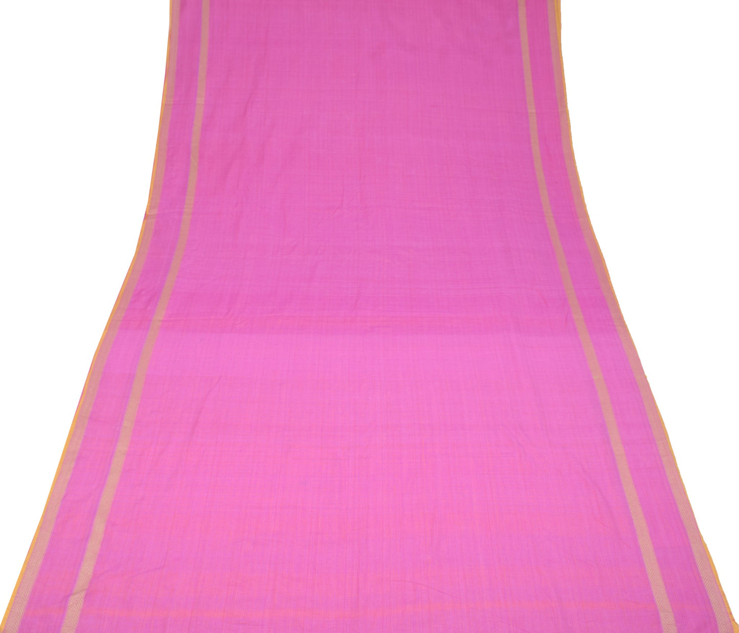Sushila Vintage Pink Saree Pure Cotton Stripes Woven Checks Pallu Sari Fabric