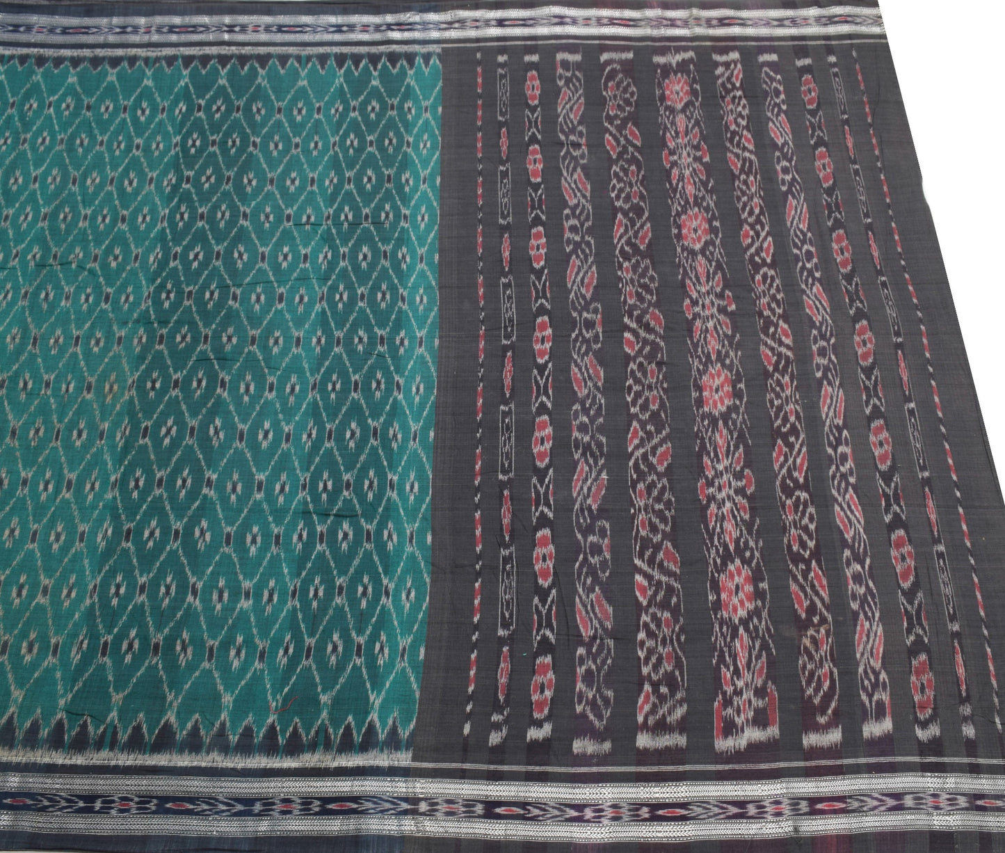 Sushila Vintage Bottle Green Sari Sambalpuri Handloom Mania Bandha Cotton Saree