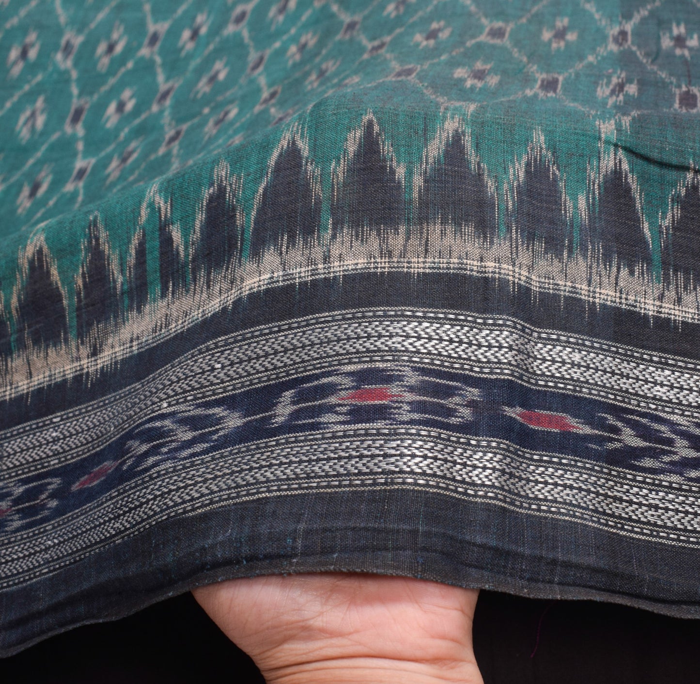 Sushila Vintage Bottle Green Sari Sambalpuri Handloom Mania Bandha Cotton Saree