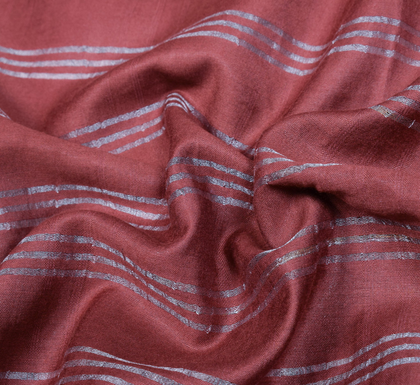 Sushila Vintage Brown Woven Saree Madhubani Hand Printed Cotton Silk Sari Fabric