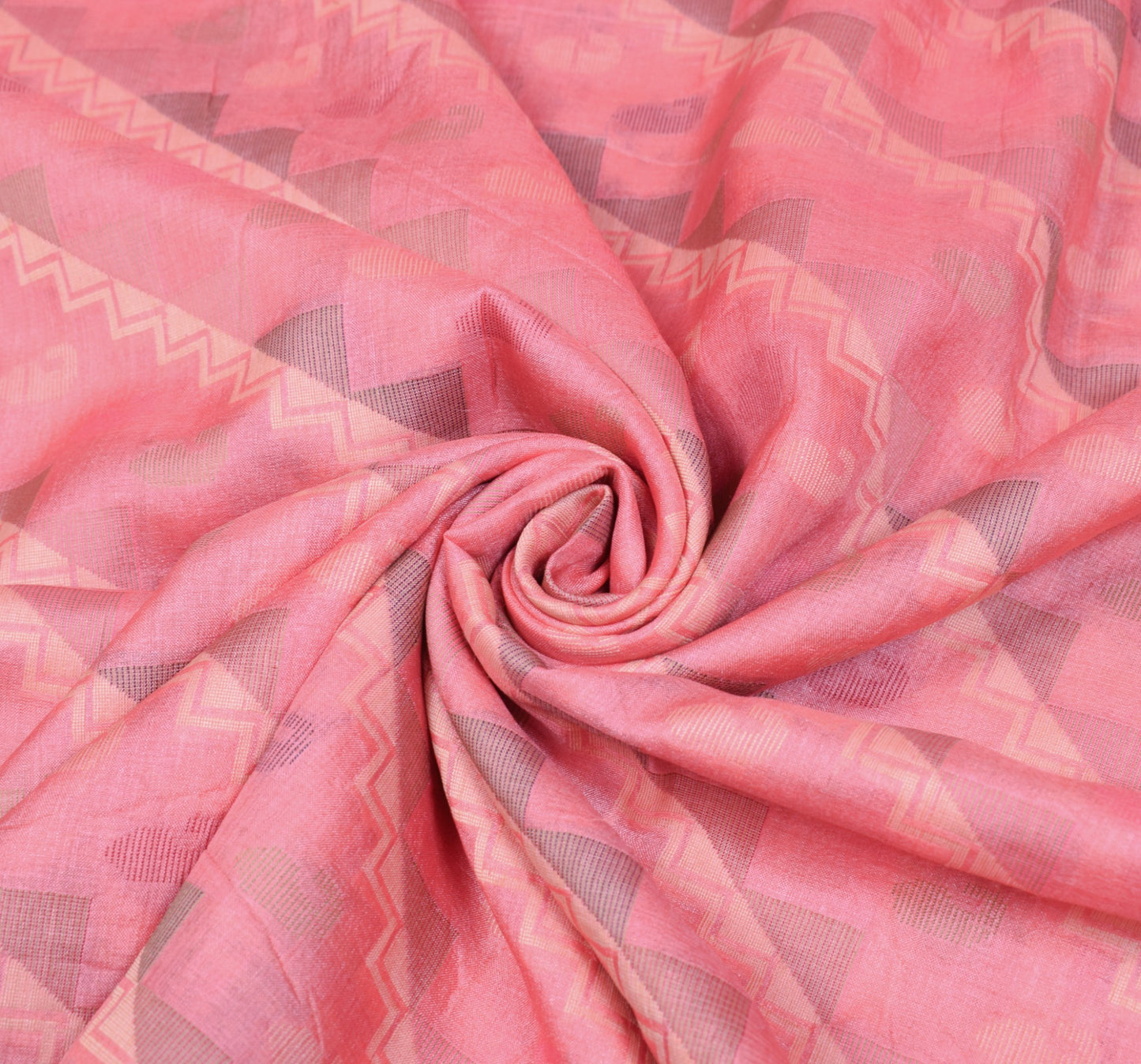 Sushila Vintage Woven Pink Saree Pure Tussar Silk Temple Border Sari Soft Fabric