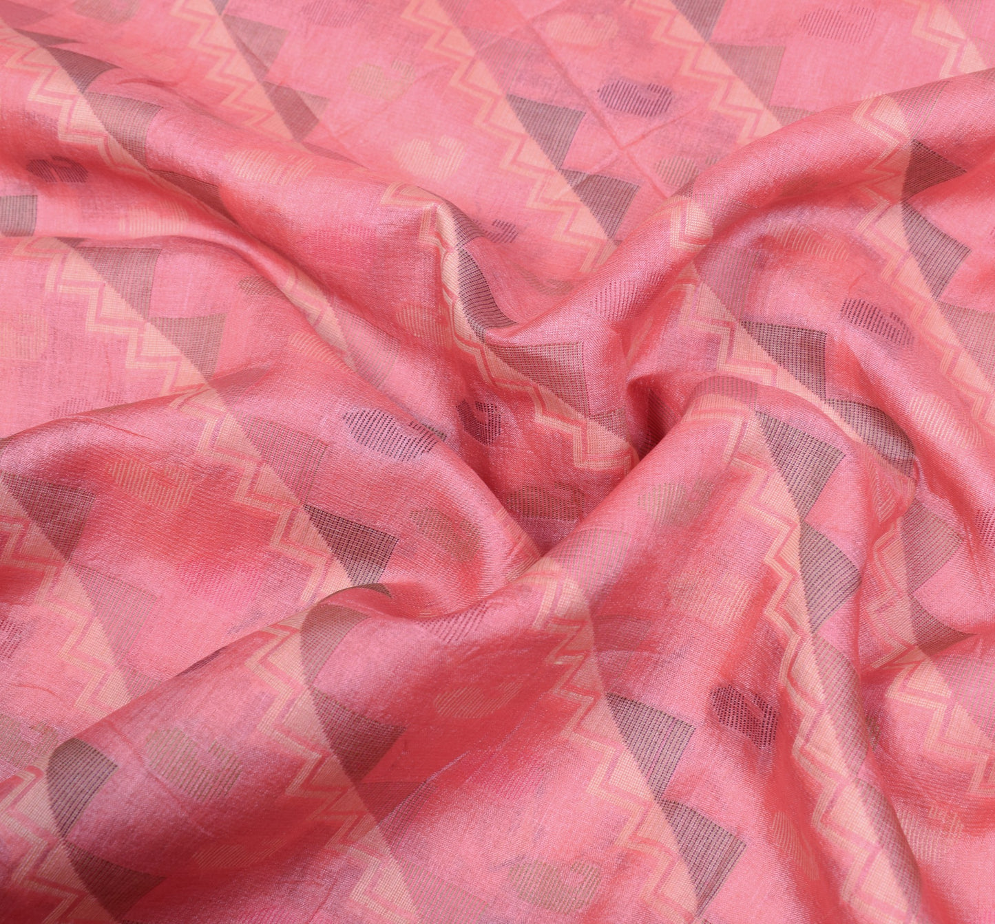 Sushila Vintage Woven Pink Saree Pure Tussar Silk Temple Border Sari Soft Fabric