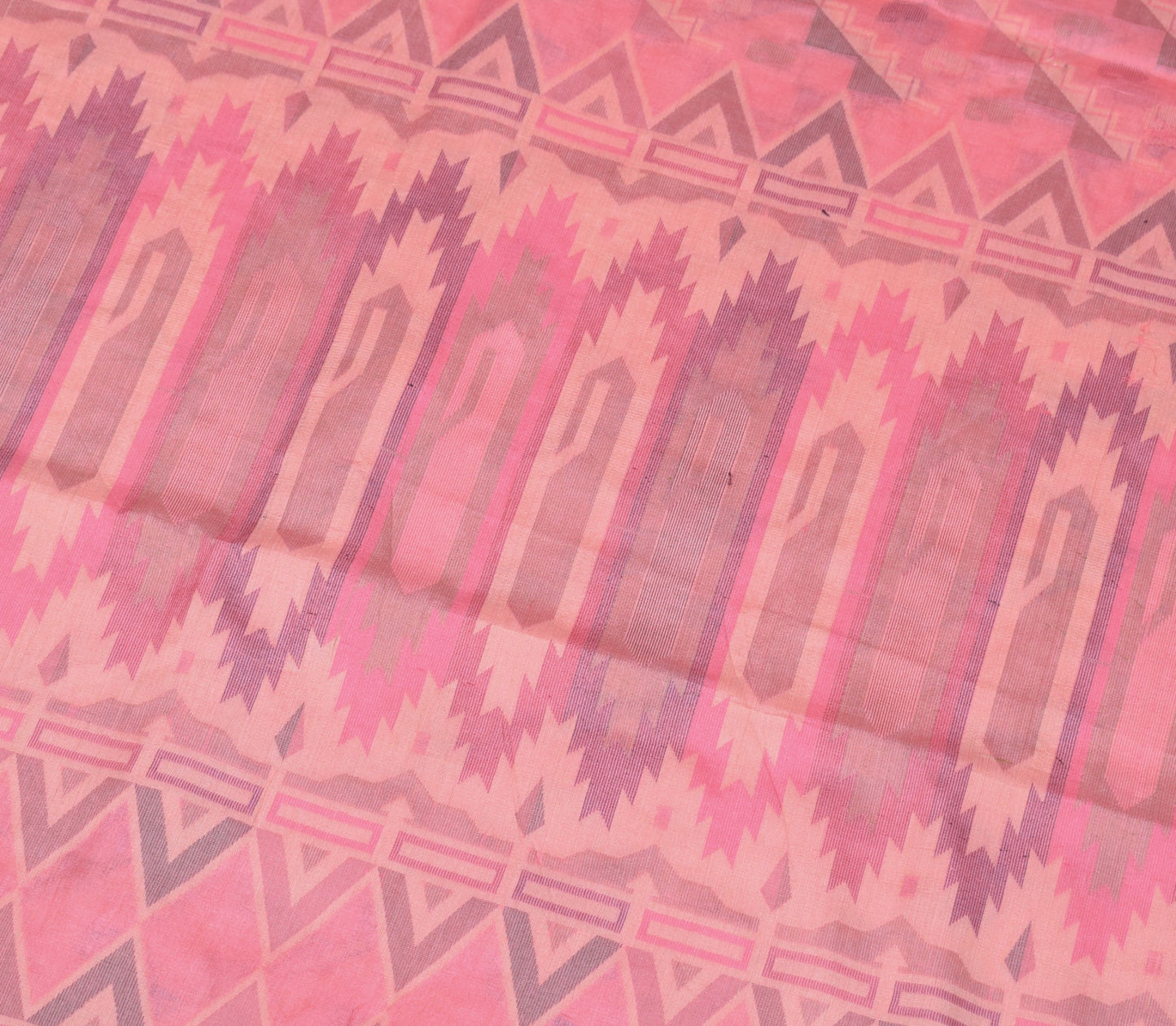 Sushila Vintage Woven Pink Saree Pure Tussar Silk Temple Border Sari Soft Fabric