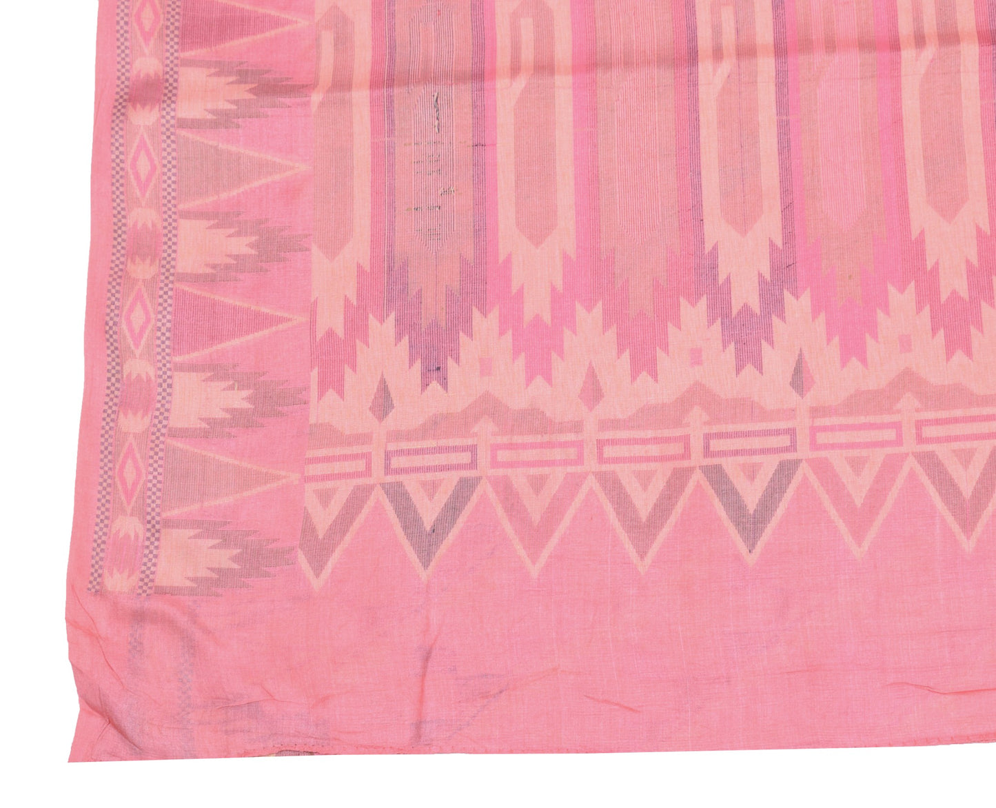 Sushila Vintage Woven Pink Saree Pure Tussar Silk Temple Border Sari Soft Fabric