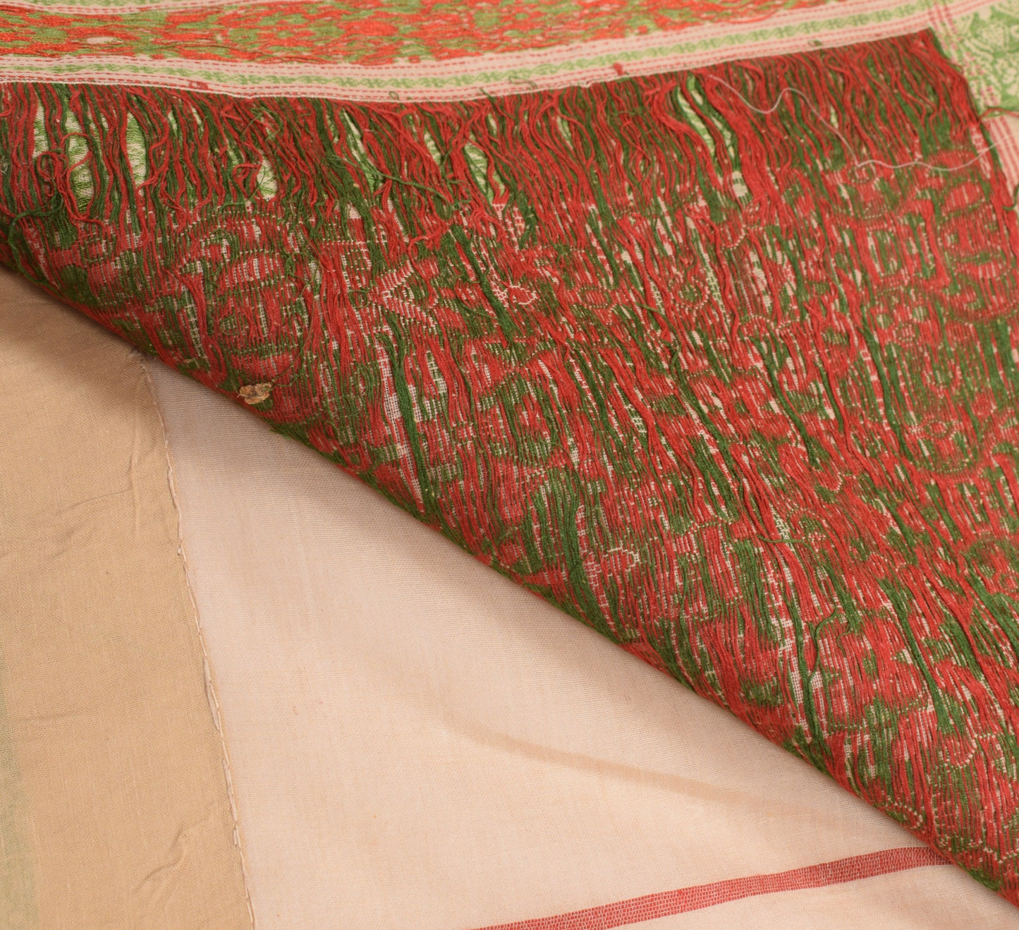 Sushila Vintage Brown Woven Saree 100% Pure Cotton Handloom Indian Sari Fabric