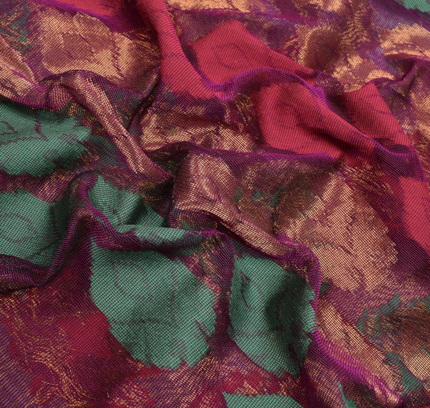 Sushila Vintage Magenta Heavy Saree ArtSilk Handwoven Dhakai Jamdani Floral Sari
