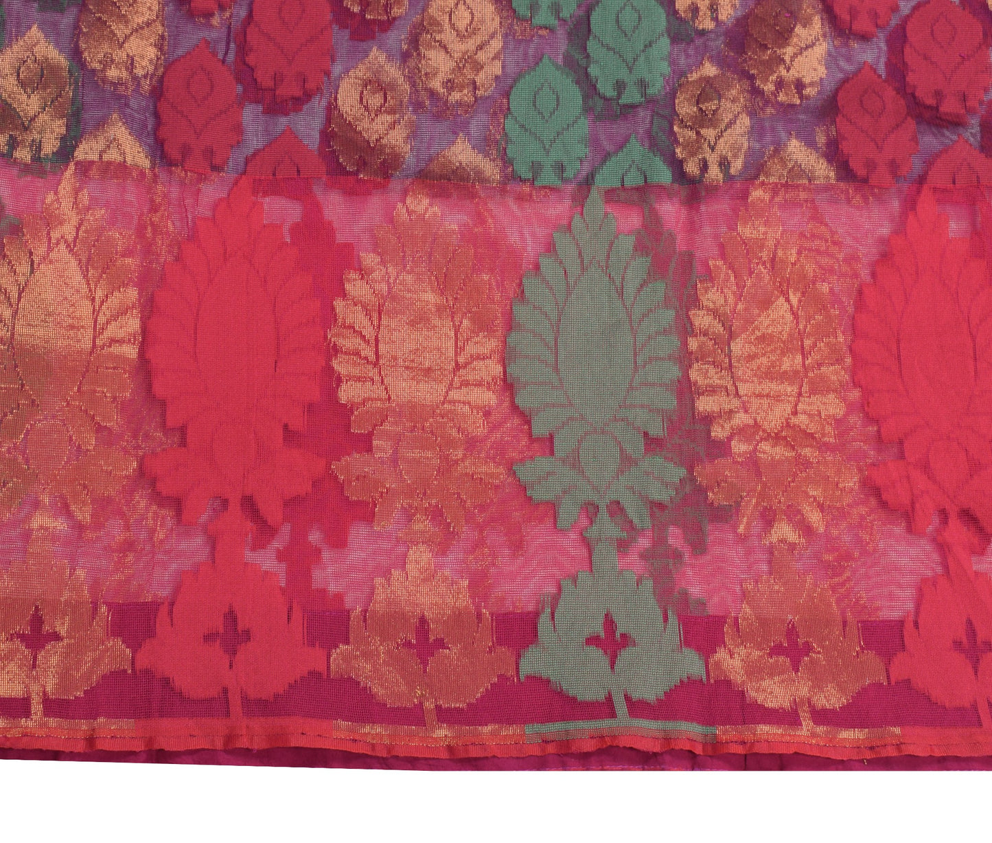 Sushila Vintage Magenta Heavy Saree ArtSilk Handwoven Dhakai Jamdani Floral Sari