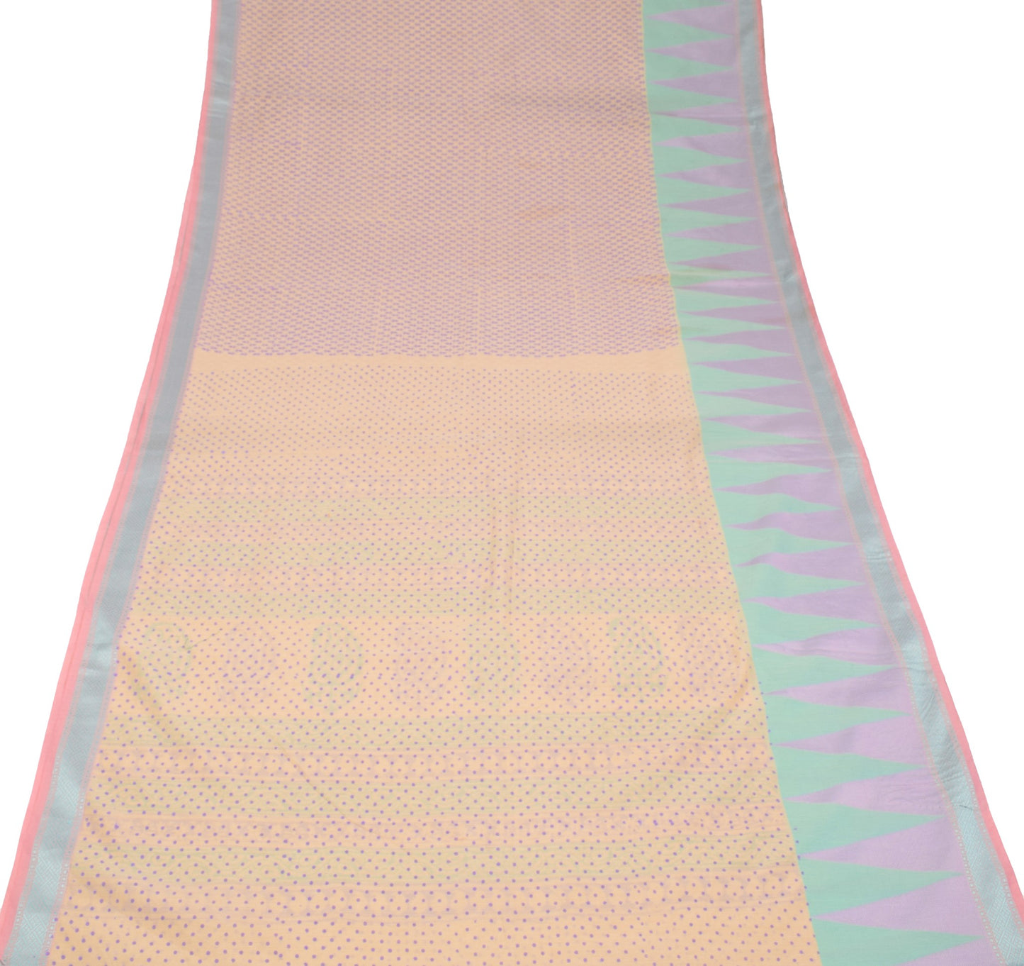 Sushila Vintage Light Brown Saree Pure Cotton Silk Hand Block Print Sari Fabric