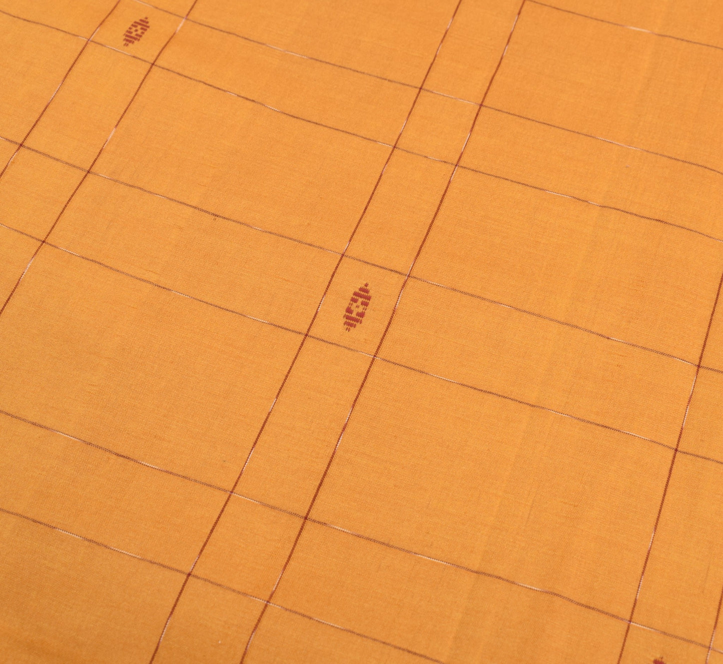 Sushila Vintage Mustard Maroon Saree Cotton Silk Checks Woven Handloom Sari