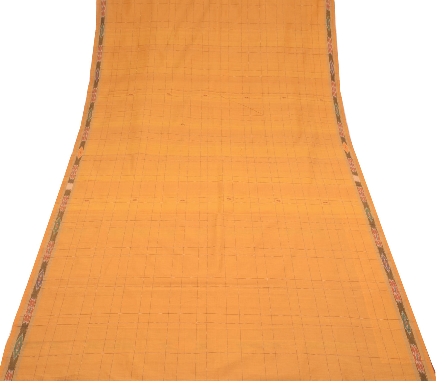 Sushila Vintage Mustard Maroon Saree Cotton Silk Checks Woven Handloom Sari